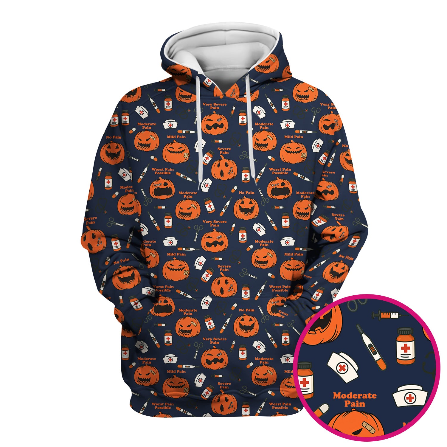 Halloween Nurse Scrub Top - Pumpkin Pain Scale Medical Shirt - Spooky Gift for RN LPN CNA