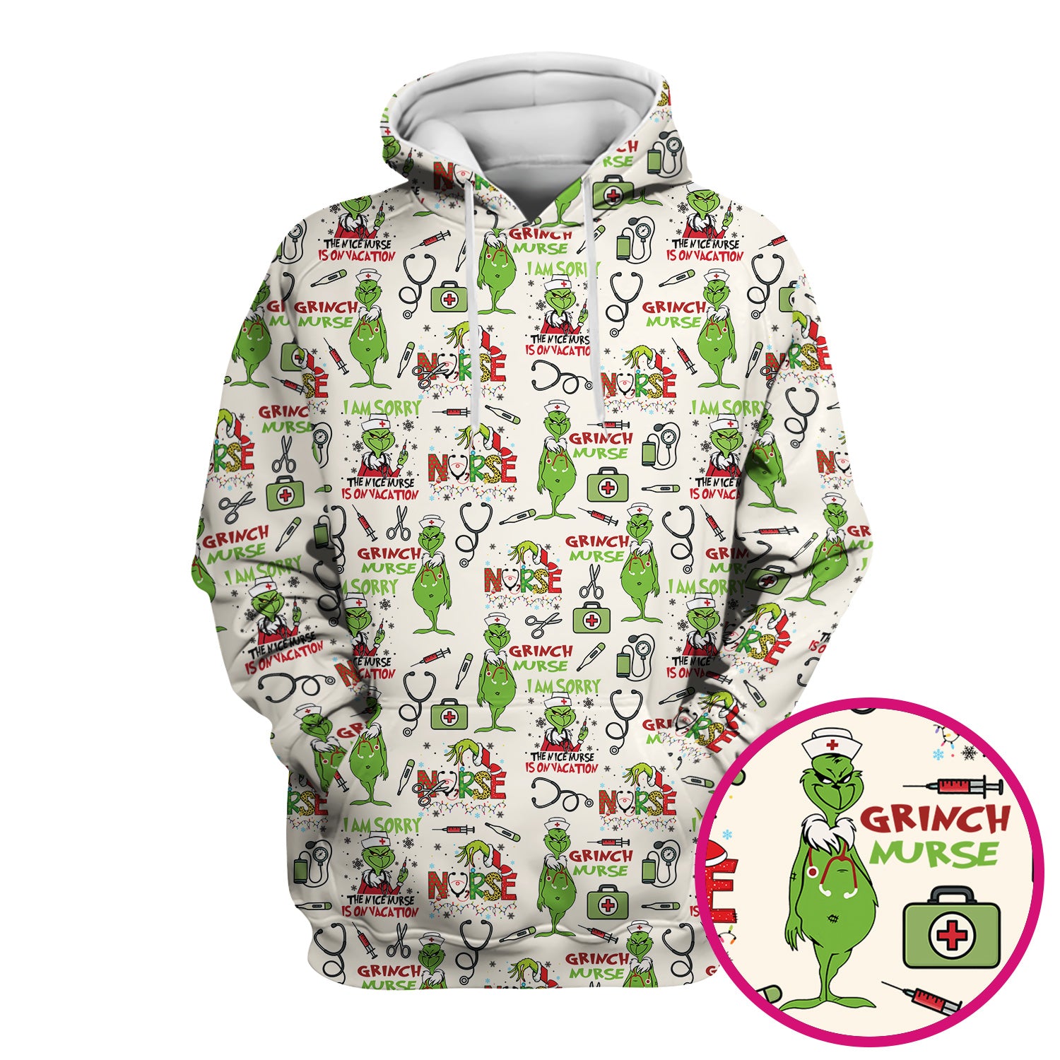 Personalized Funny Grinch Nurse Scrub Top - Christmas Medical Uniform for Nurse - Holiday RN LPN CNA Gift