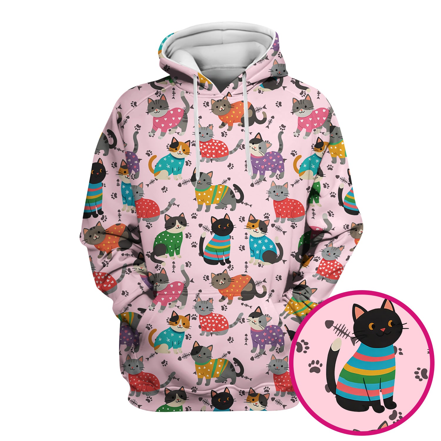 Custom Cat Scrub Top Multi Color - Cute Kitty Print Scrub Shirt for Nurses - Funny Colorful Nursing Workwear with Pockets