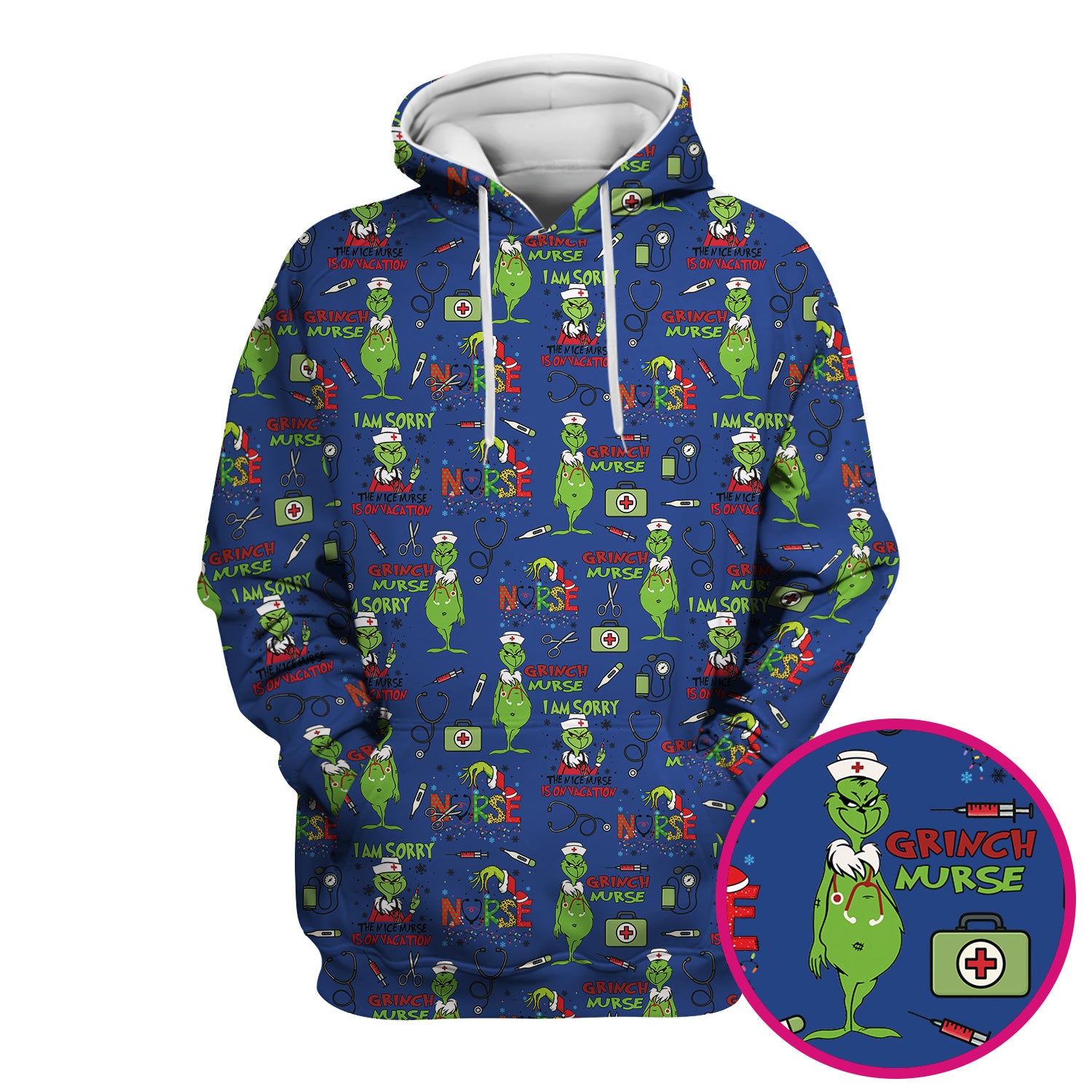 Grinch Nurse Scrub Top - Christmas Medical Uniform - Holiday Healthcare RN LPN CNA Gift