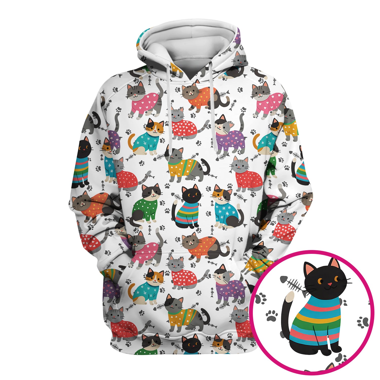 Custom Cat Scrub Top Multi Color - Cute Kitty Print Scrub Shirt for Nurses - Funny Colorful Nursing Workwear with Pockets