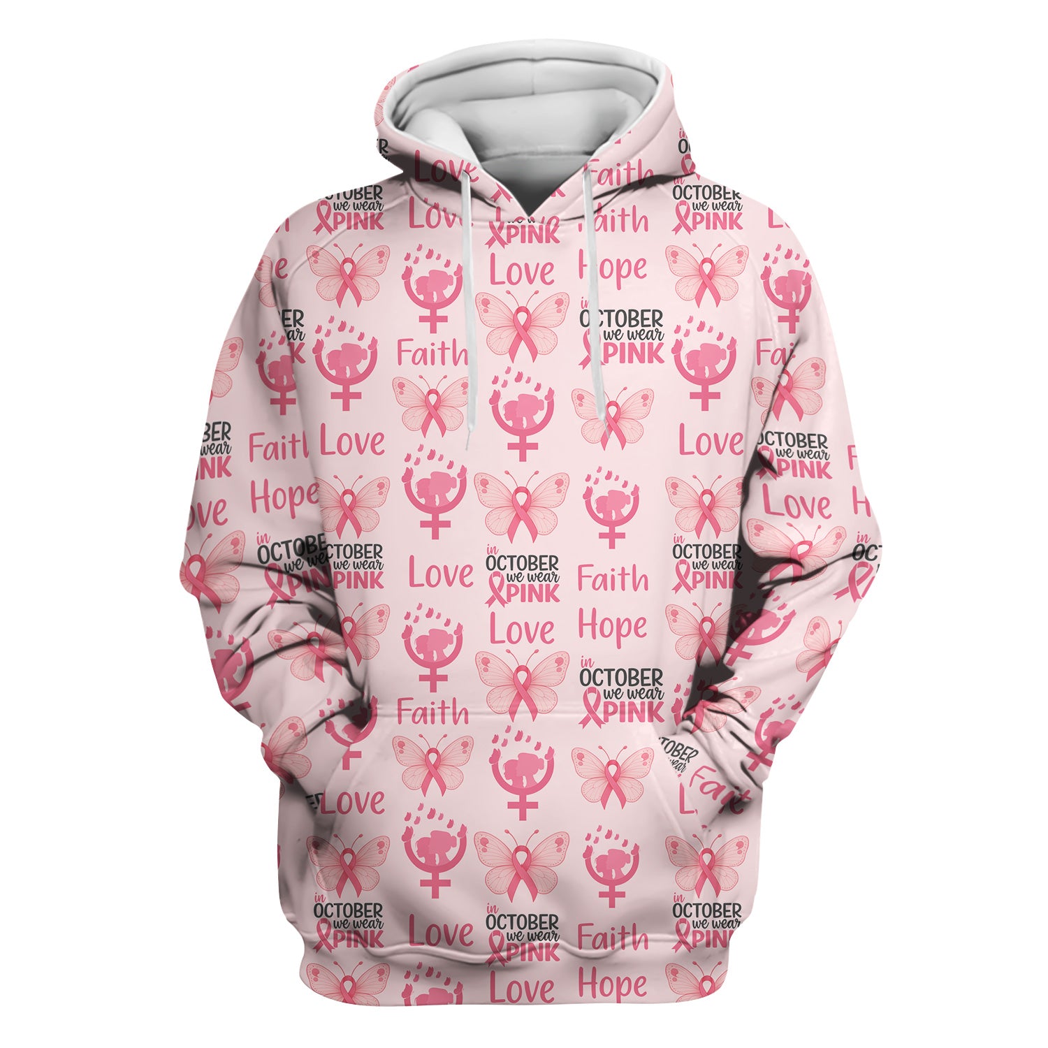 Breast Cancer Awareness Nurse Scrub Top - Faith Hope Love & Pink Ribbon Butterfly Design - October Gift for RN LPN CNA