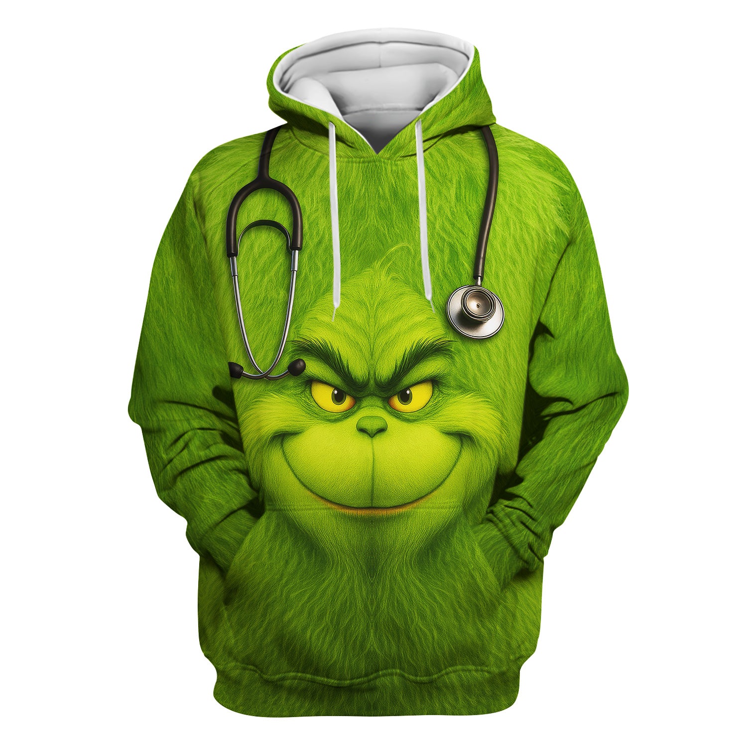 Funny Grinch Nurse Scrub Top - Green Nurse Shirt with Stethoscope Christmas Outfit - Gift for RN CNA LPN