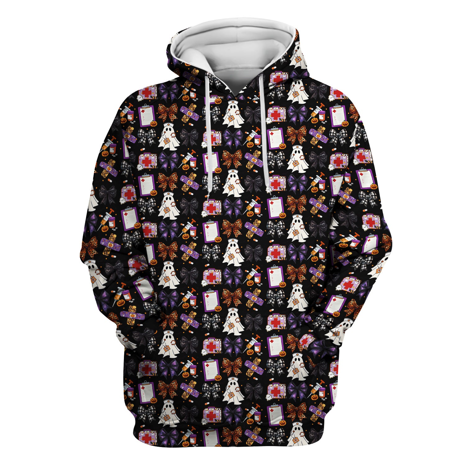 Cute Halloween Shirt for Nurses - Spooky Ghost Pumpkin & Medical Icons Graphic Tee - Gift for RN LPN CNA
