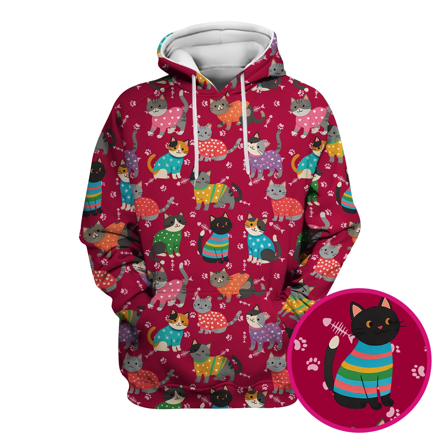 Custom Cat Scrub Top Multi Color - Cute Kitty Print Scrub Shirt for Nurses - Funny Colorful Nursing Workwear with Pockets