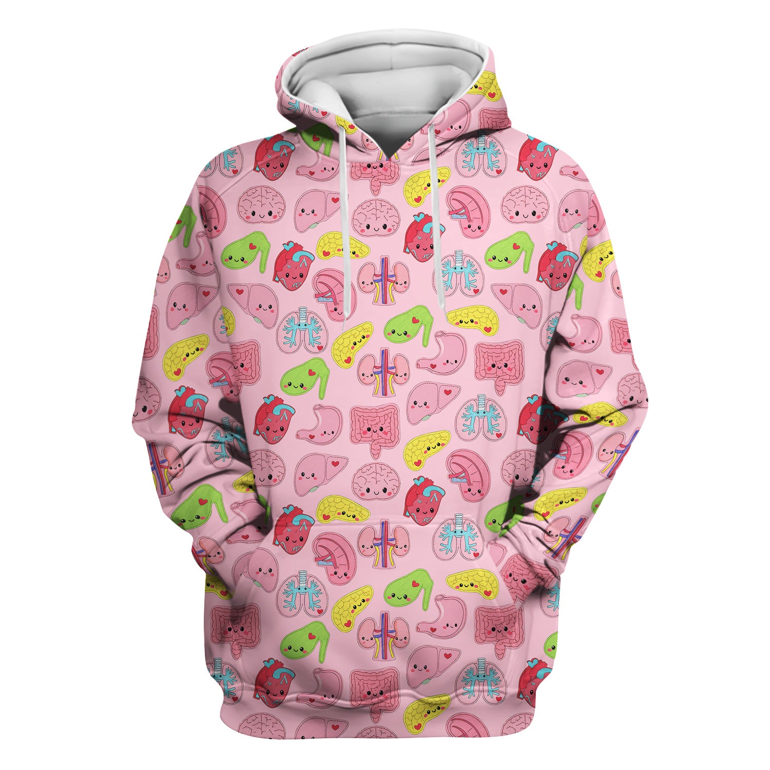 Funny Human Organs Nurse Shirt - Kawaii Brain, Heart & Lungs Graphic Design - Gift for Women RN LPN & Medical Students