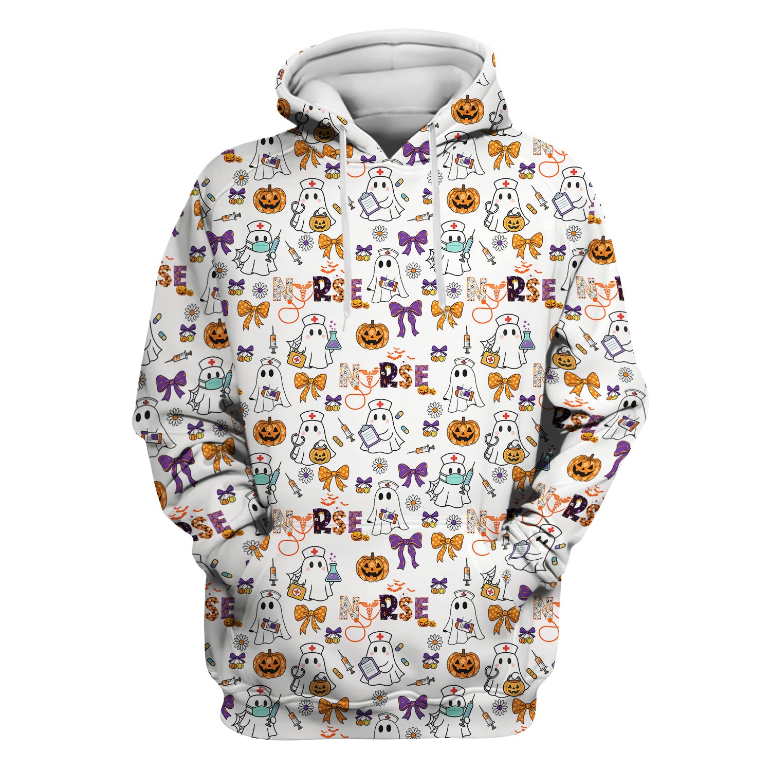 Halloween Nurse Shirt for Women - Cute Ghost Pumpkin Medical Graphic Tee - Gift for RN LPN CNA