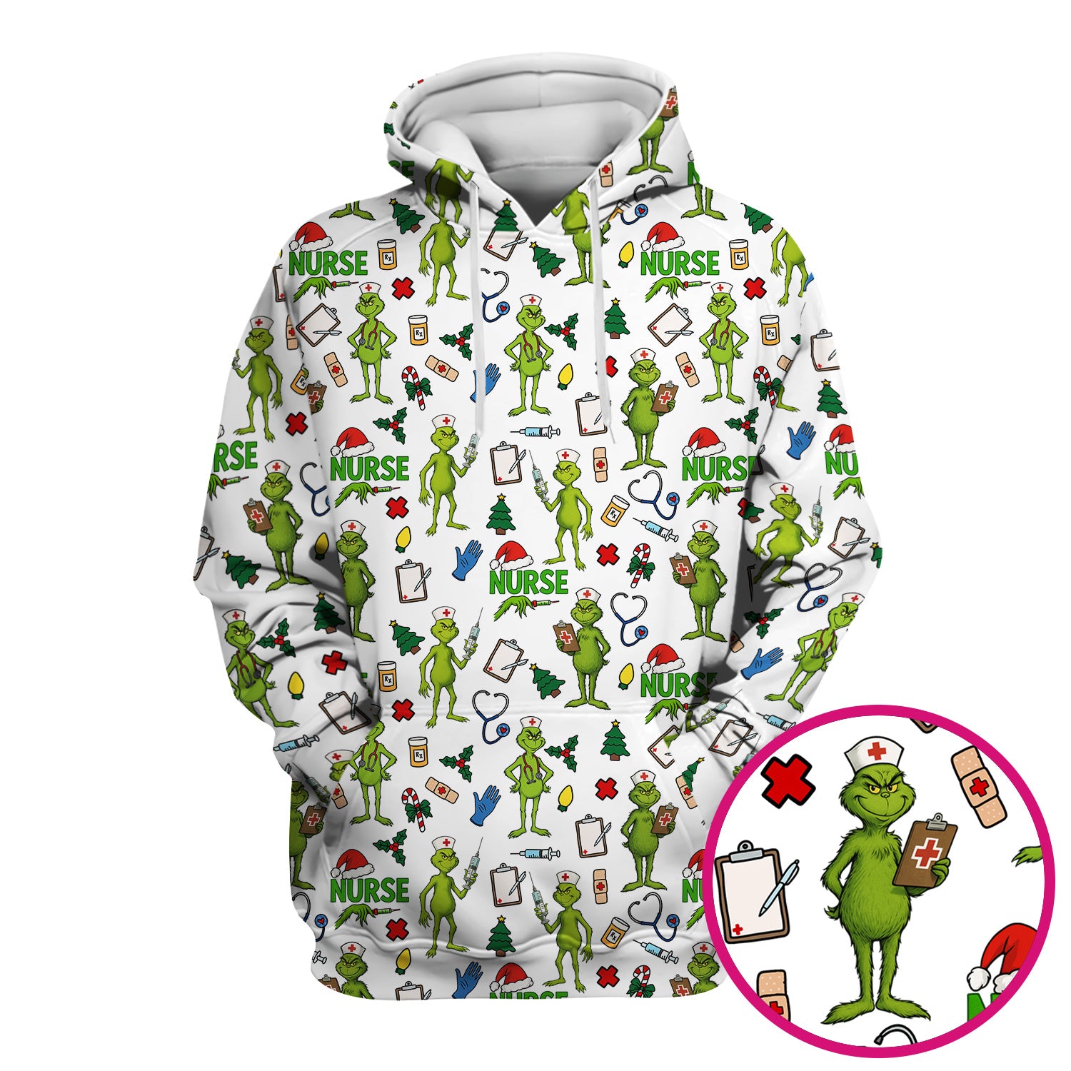 Christmas Grinch Scrub Top - Funny Nurse Medical Uniform Shirt - Multiple Color Options CNA RN LPN Gift