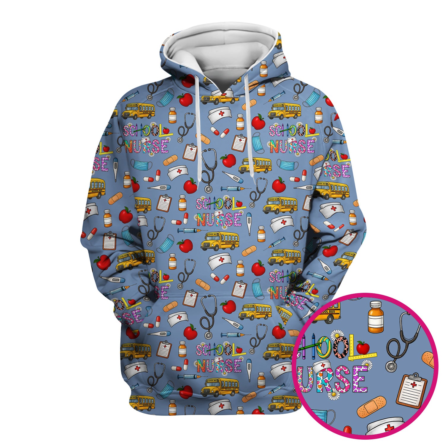 Funny School Nurse Life Scrub - School Nurse Quote & Cute Medical Icons Graphic - Gift for Women RN LPN