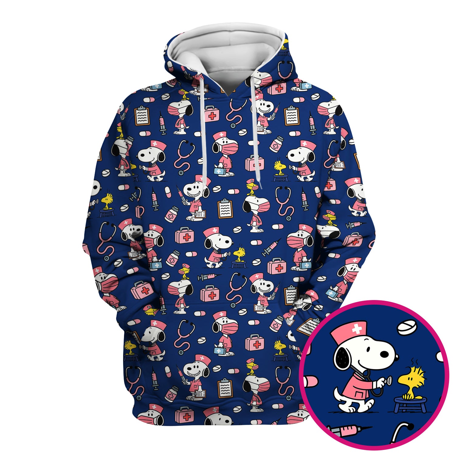 Snoopy Nurse Scrub Top for Women - Custom Medical Scrub Shirt Multi Colors - Cute Cartoon Nursing Work Shirt with Pockets