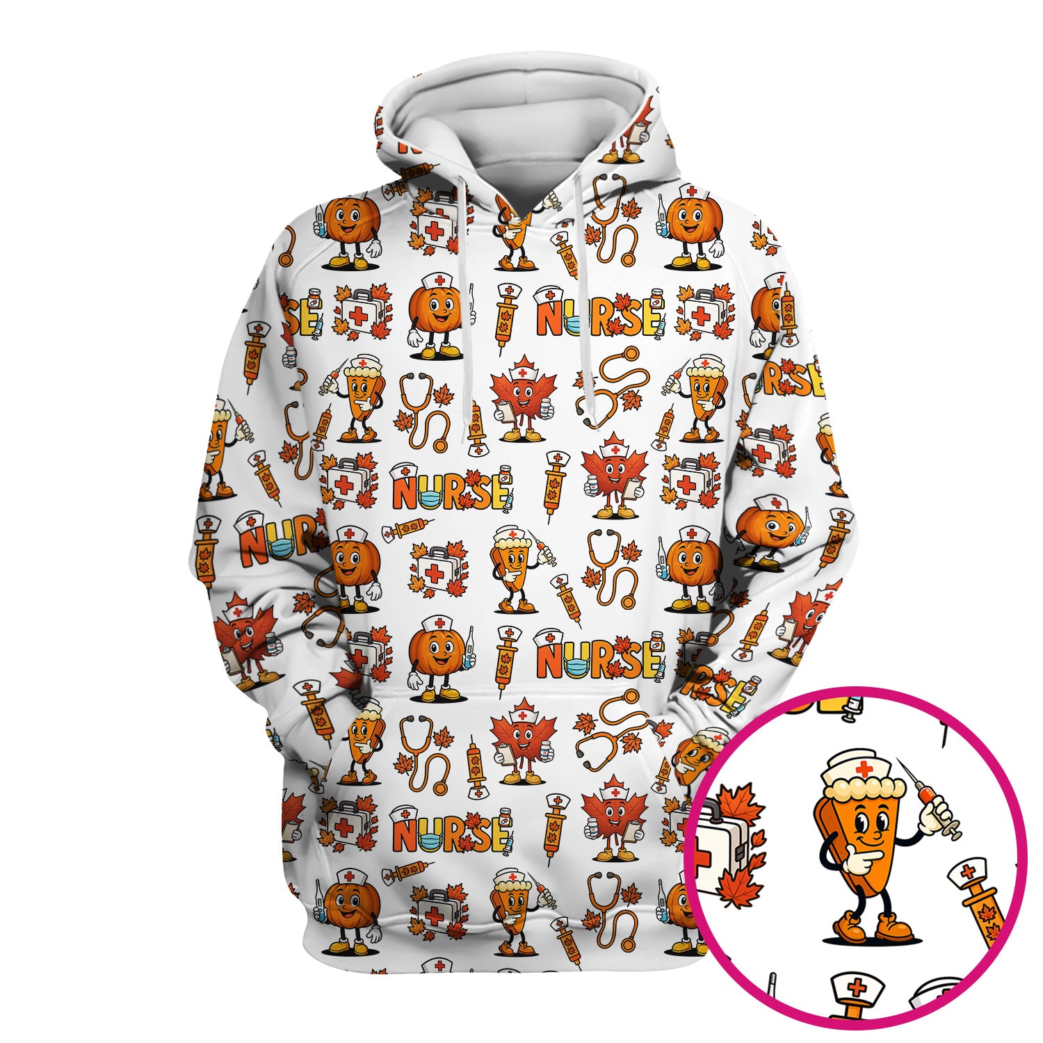 Pumpkin Nurse Scrubs Top for Women - Cute Halloween Nursing Shirt - Funny Fall Scrub Top for Nurses and Medical Workers