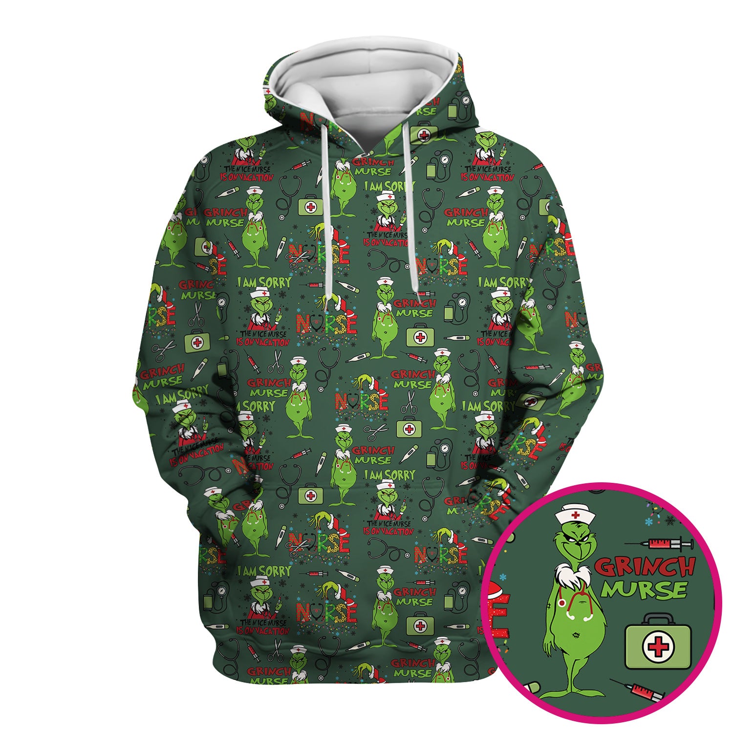 Personalized Funny Grinch Nurse Scrub Top - Christmas Medical Uniform for Nurse - Holiday RN LPN CNA Gift