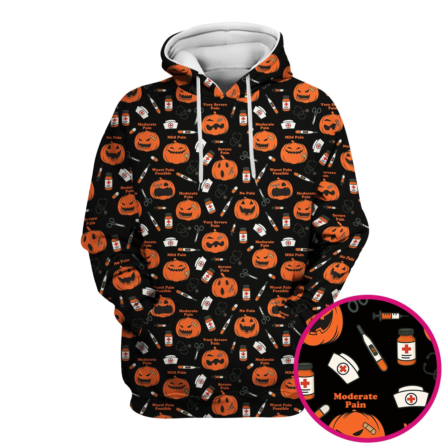 Halloween Nurse Scrub Top - Pumpkin Pain Scale Medical Shirt - Spooky Gift for RN LPN CNA