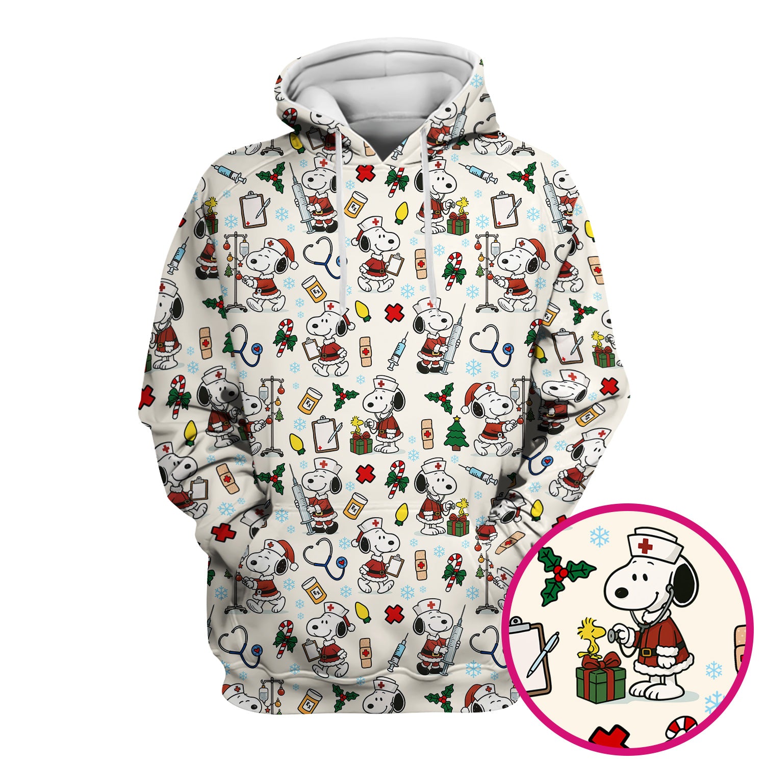 Snoopy Christmas Nurse Scrub Shirt - Cute Holiday Scrub Top Multi Colors - Funny Nursing Work Shirt with Pockets