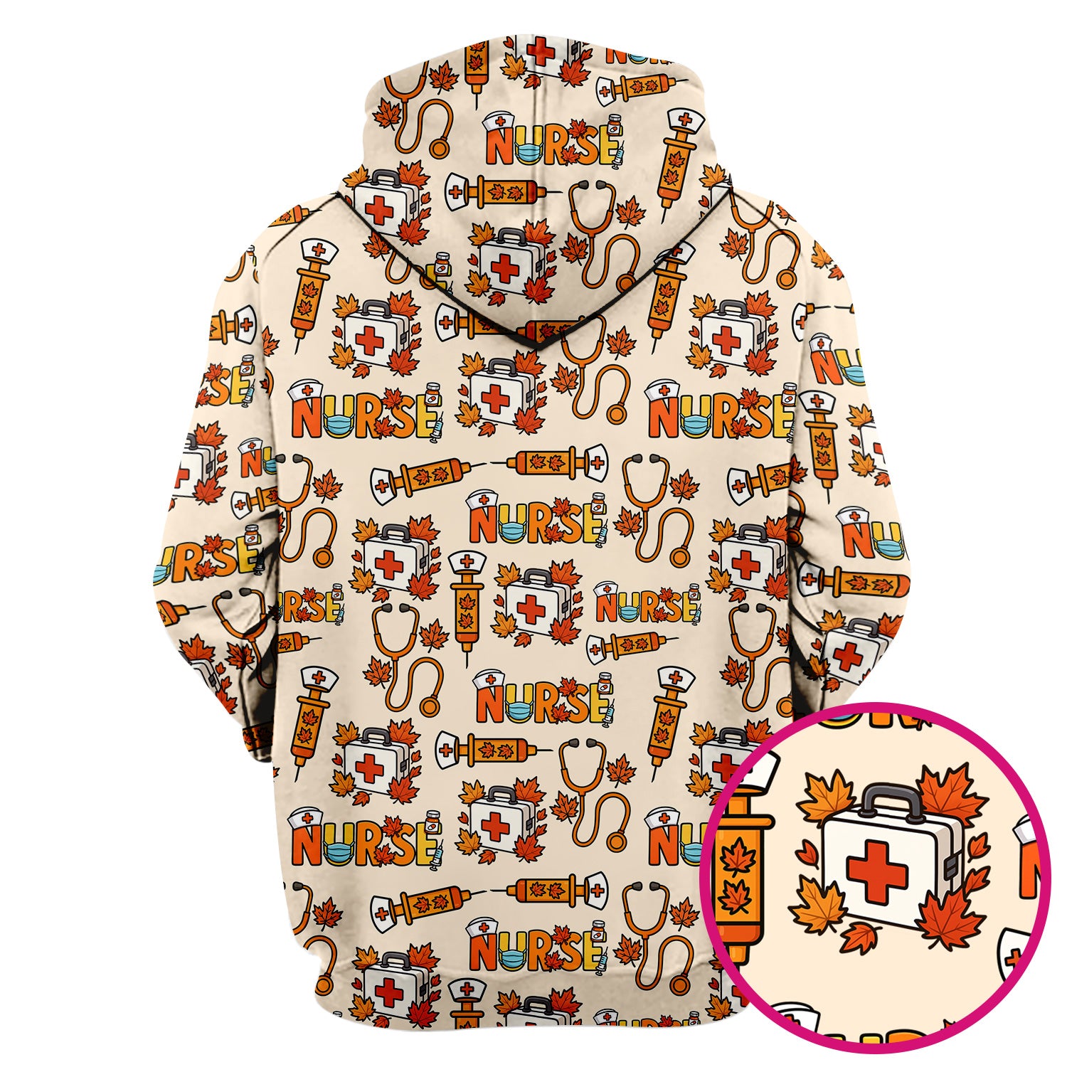 Autumn Nurse Scrub Top Multi Color - Fall Themed Nursing Shirt with Pockets - Cute Maple Leaf Medical Scrubs for Women