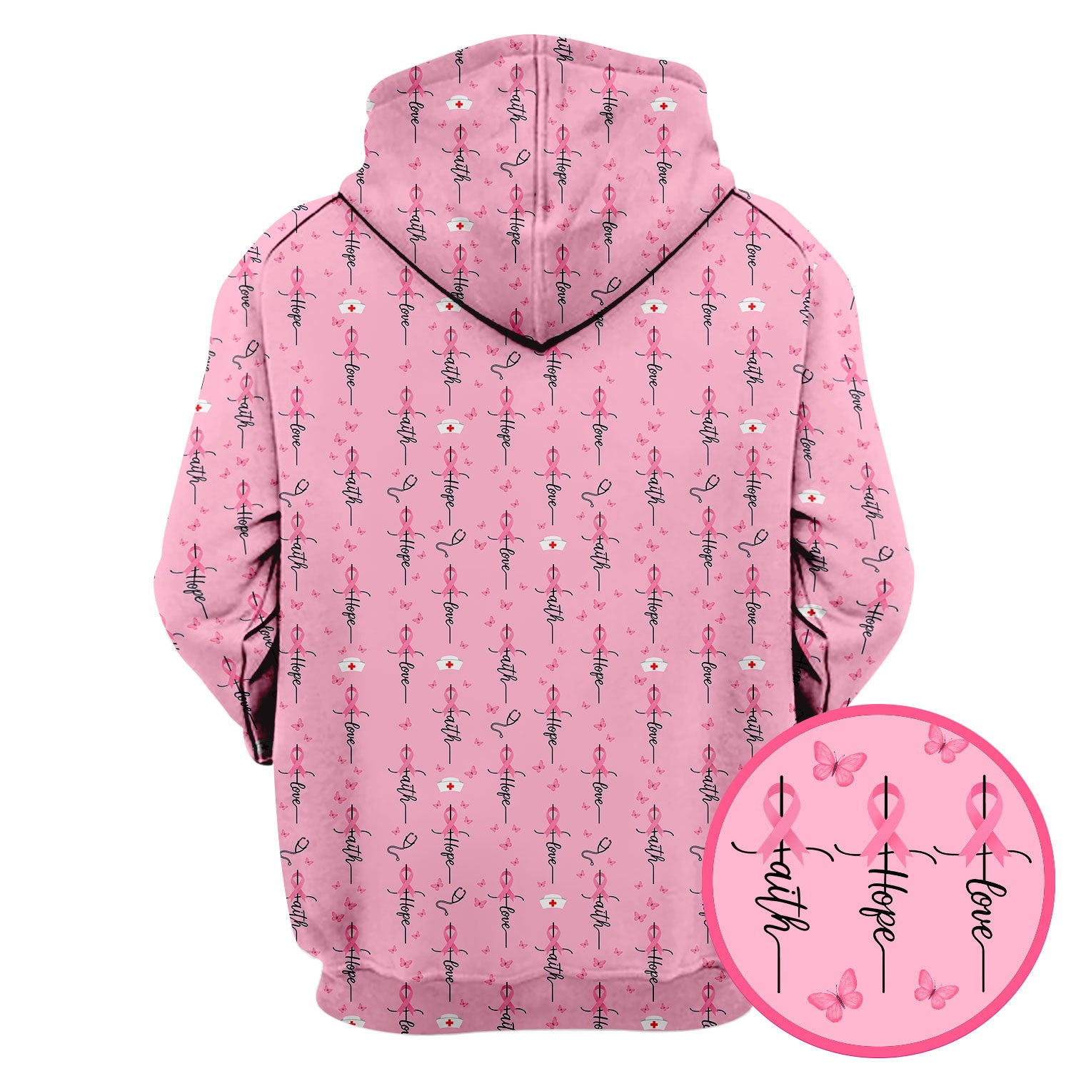 Breast Cancer Awareness Scrub Top Multi Color - Faith Hope Love Pink Ribbon Nursing Shirt - Supportive Nurse Workwear