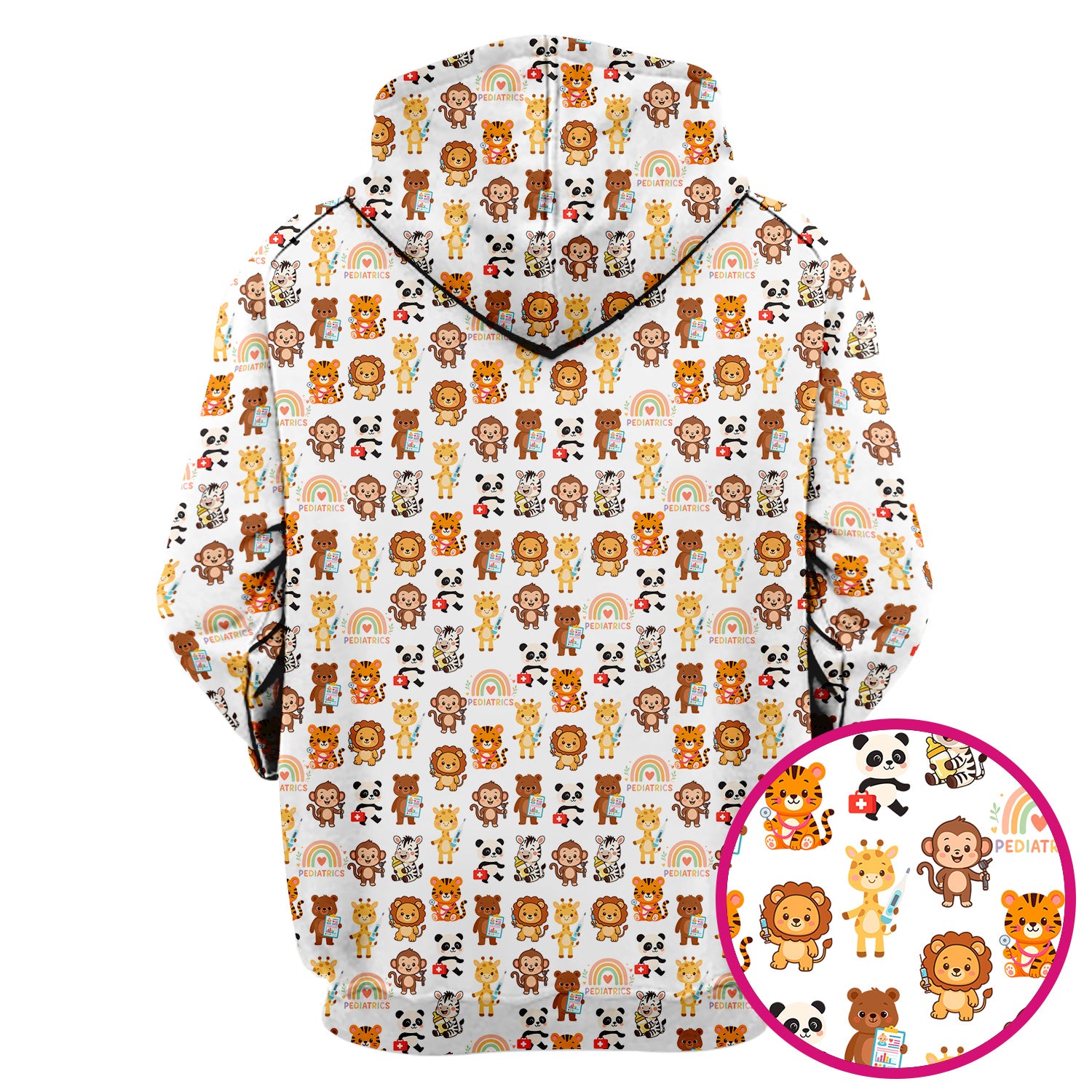 Funny Animal Nurse Scrub - Cute Zoo & Safari Animals Pattern Design - Gift for PEDS RN LPN