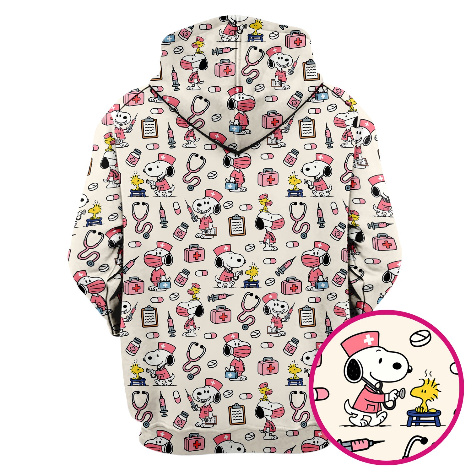 Snoopy Nurse Scrub Top for Women - Custom Medical Scrub Shirt Multi Colors - Cute Cartoon Nursing Work Shirt with Pockets