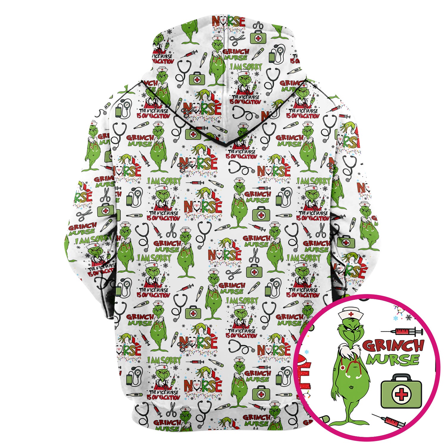 Grinch Nurse Scrub Top - Christmas Medical Uniform - Holiday Healthcare RN LPN CNA Gift
