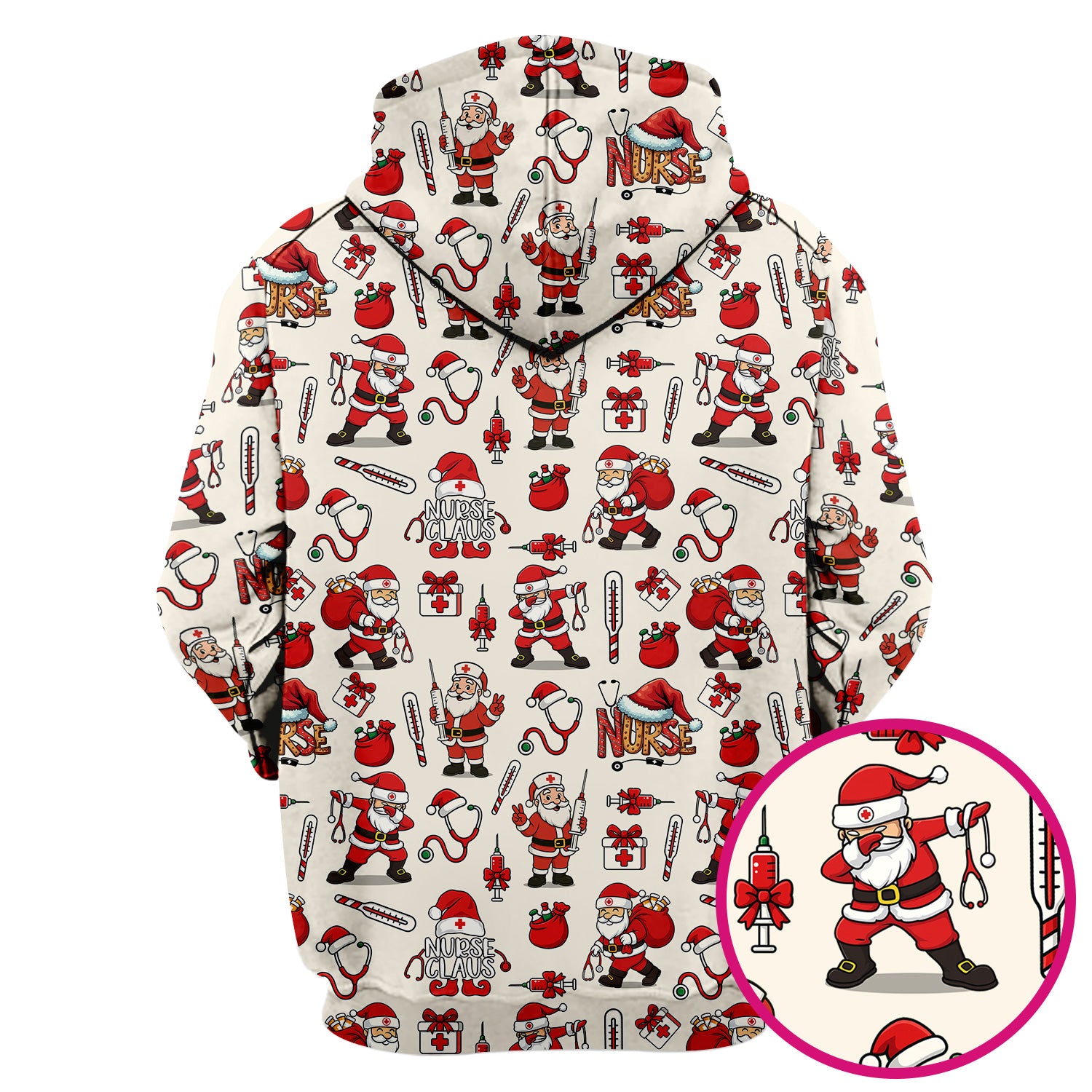 Christmas Nurse Scrub Top Multi Color - Funny Nurse Claus Santa Scrub Shirt - Cute Holiday Nursing Work Shirt with Pockets