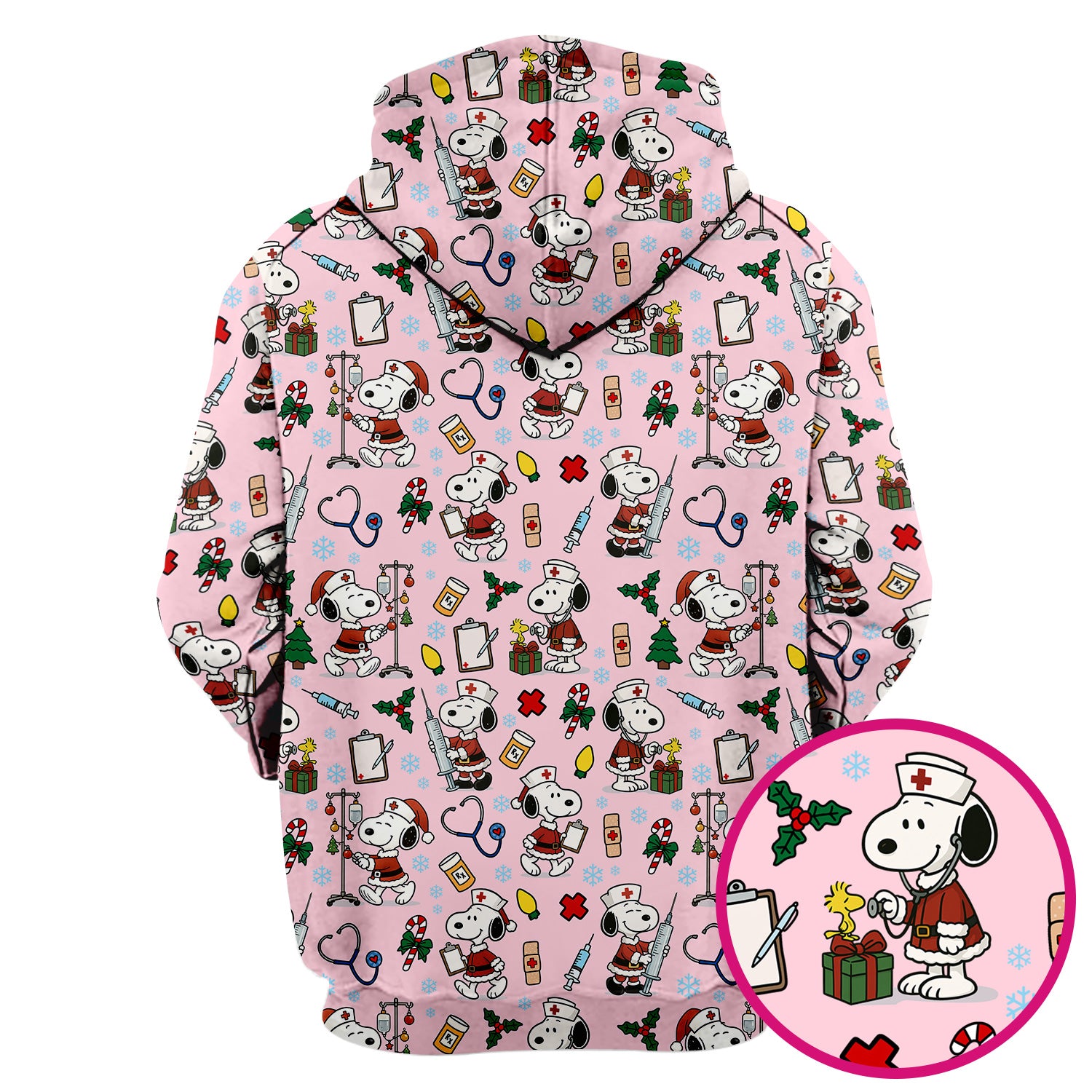 Custom Christmas Scrub Top for Nurses - Snoopy Holiday Scrub Shirt Multi Color - Cute Funny Nursing Workwear with Pockets