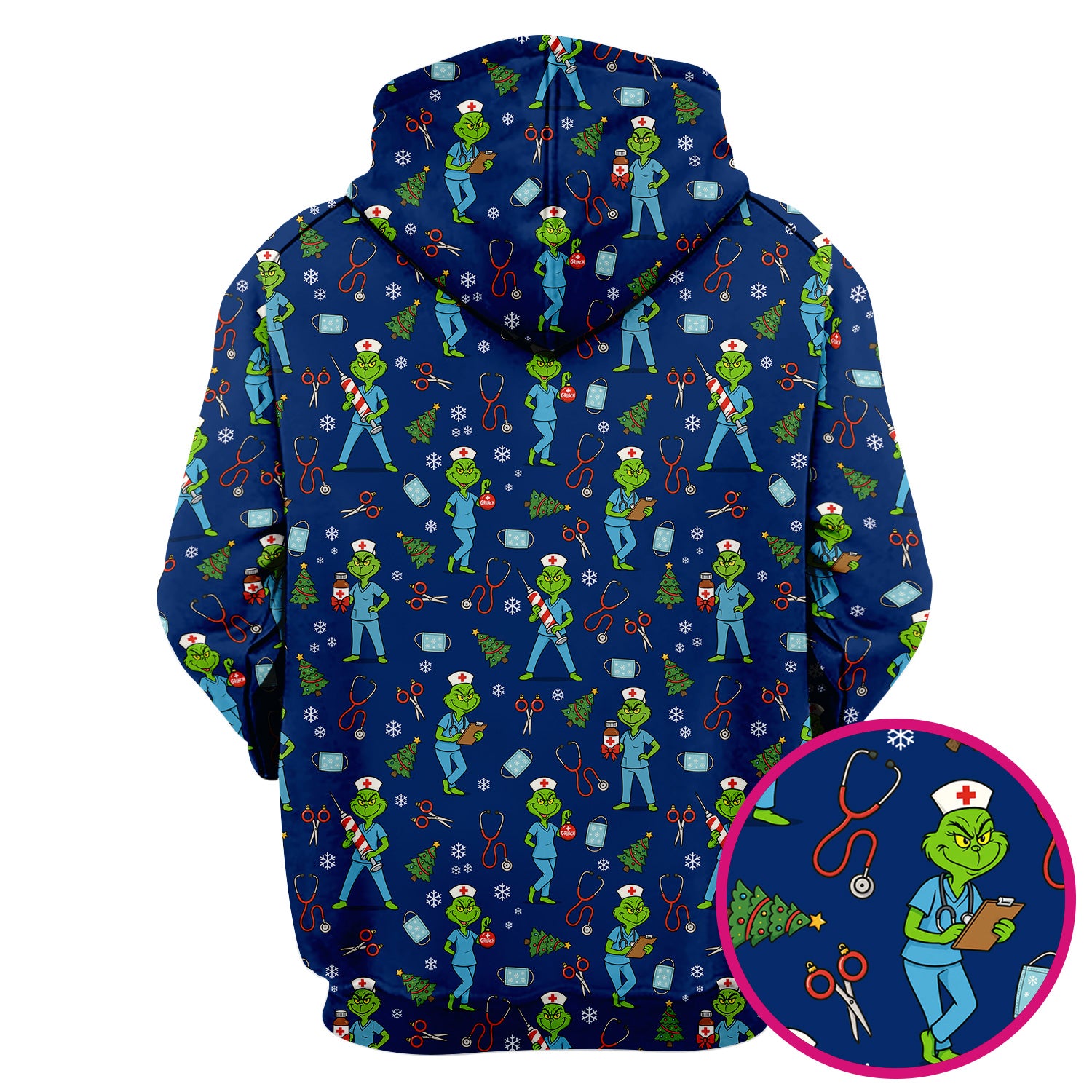 Christmas Grinch Nurse Scrub Top - Funny Holiday Medical Uniform for Women - RN LPN CNA Gift
