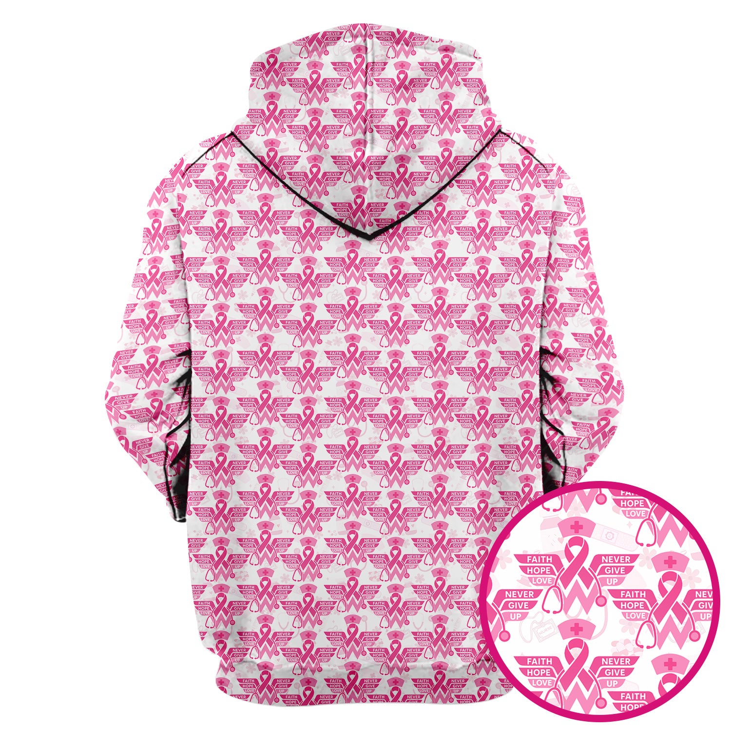 Breast Cancer Awareness Scrub Top - Pink Ribbon Nurse Shirt Multi Color - Faith Hope Love Nursing Workwear with Pockets