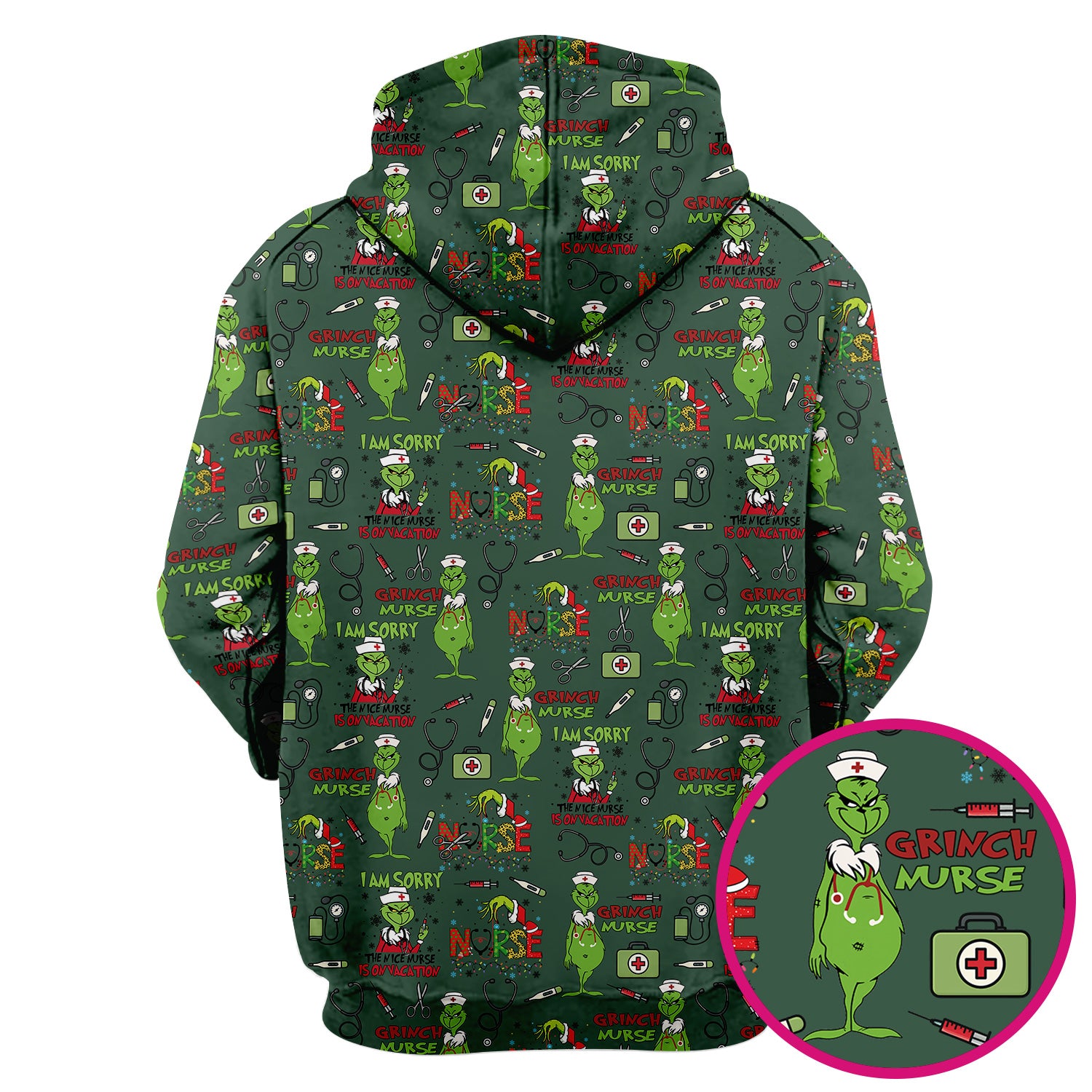 Personalized Funny Grinch Nurse Scrub Top - Christmas Medical Uniform for Nurse - Holiday RN LPN CNA Gift