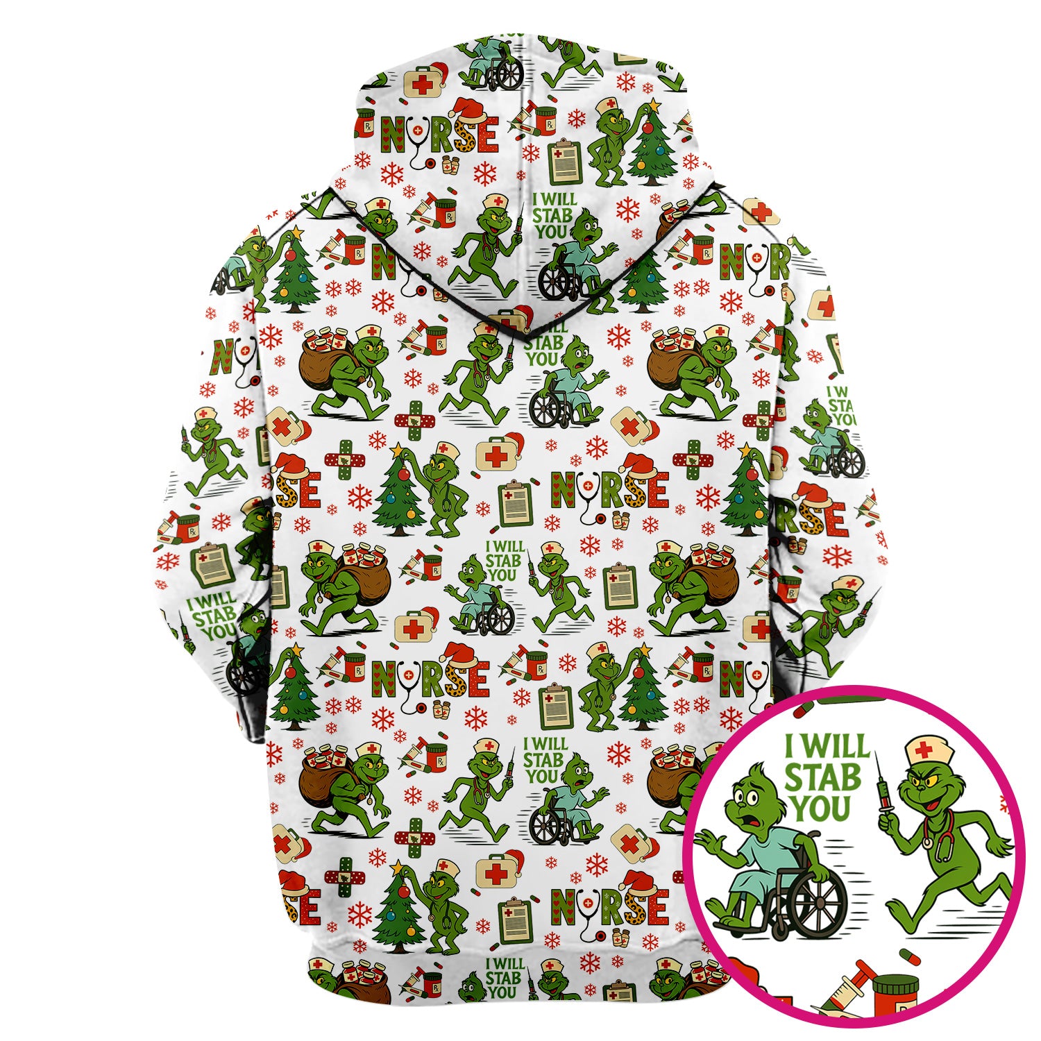 Christmas Nurse Scrub Shirt - Funny Grinch Scrub Top for Women Multi Color - Holiday Nursing Work Shirt with Pockets