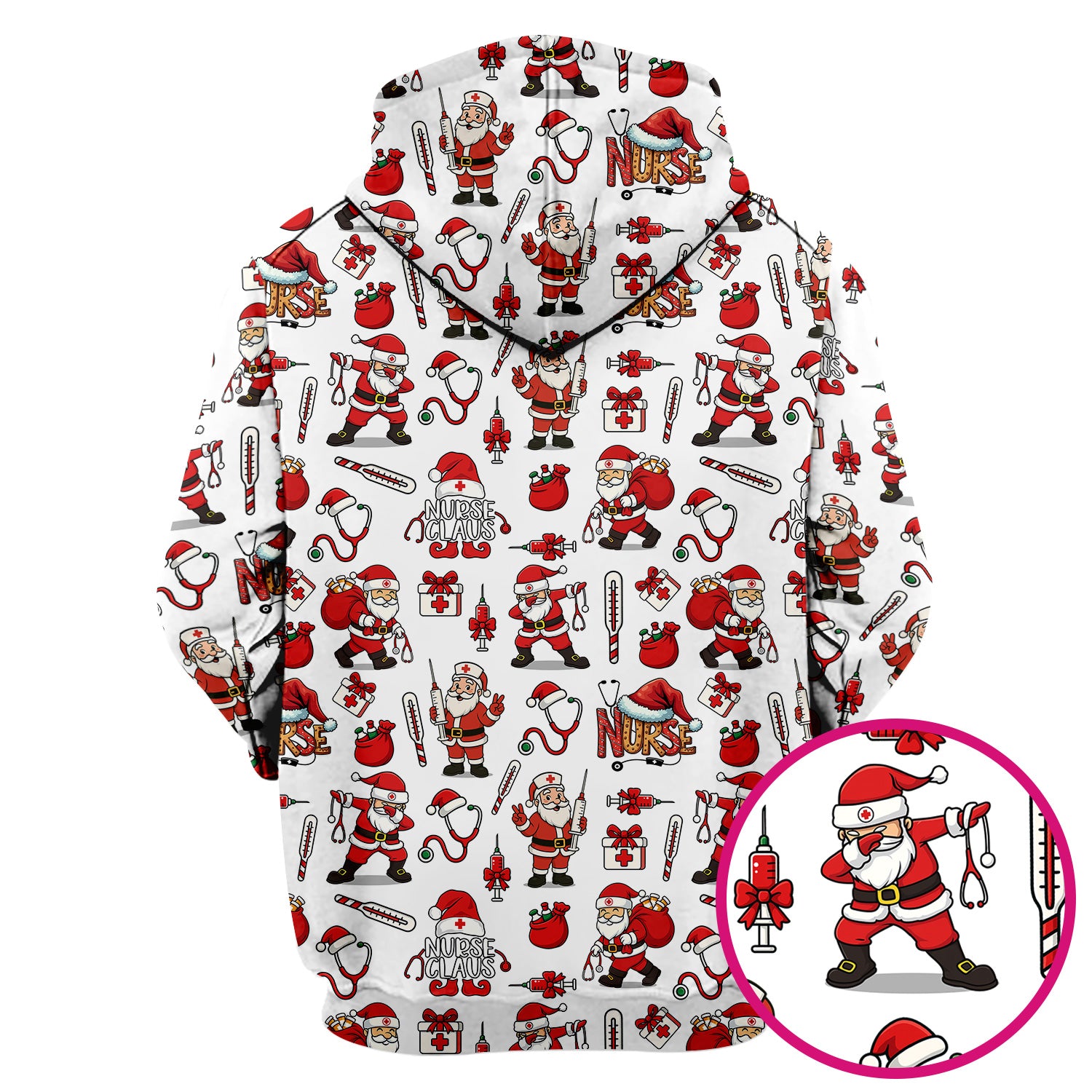 Nurse Claus Christmas Scrub Shirt - Cute Santa Nurse Scrub Top Multi Color - Funny Holiday Nursing Scrub Shirt with Pockets
