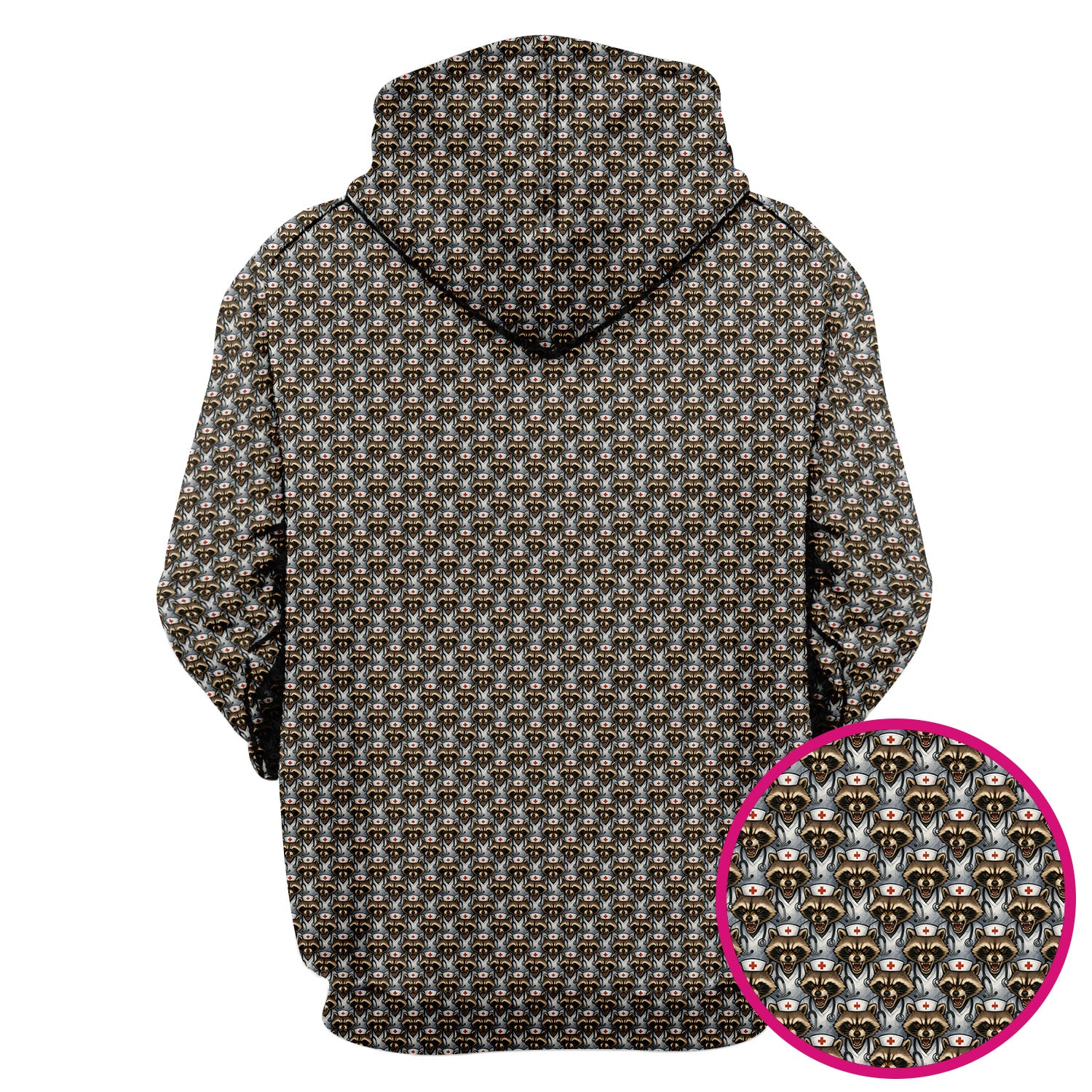 Quirky Raccoon Nurse Shirt - Repeating Angry Animal Pattern Graphic Tee - Gift for Women RN, LPN, CNA