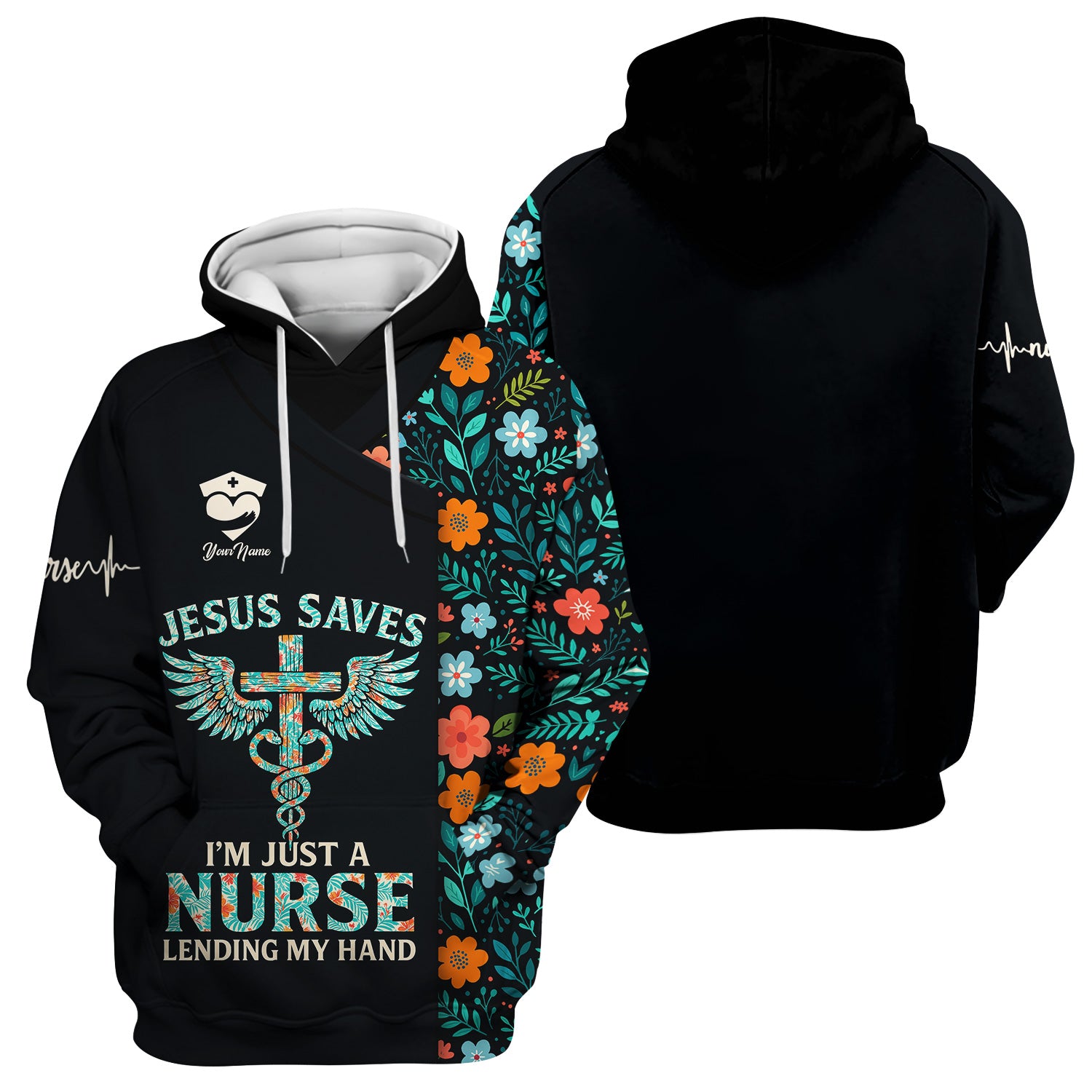 Custom Christian Nurse Shirt Jesus Saves Quote - Faith Based Nursing Graphic Tee - Gift for Healthcare Workers RN LPN