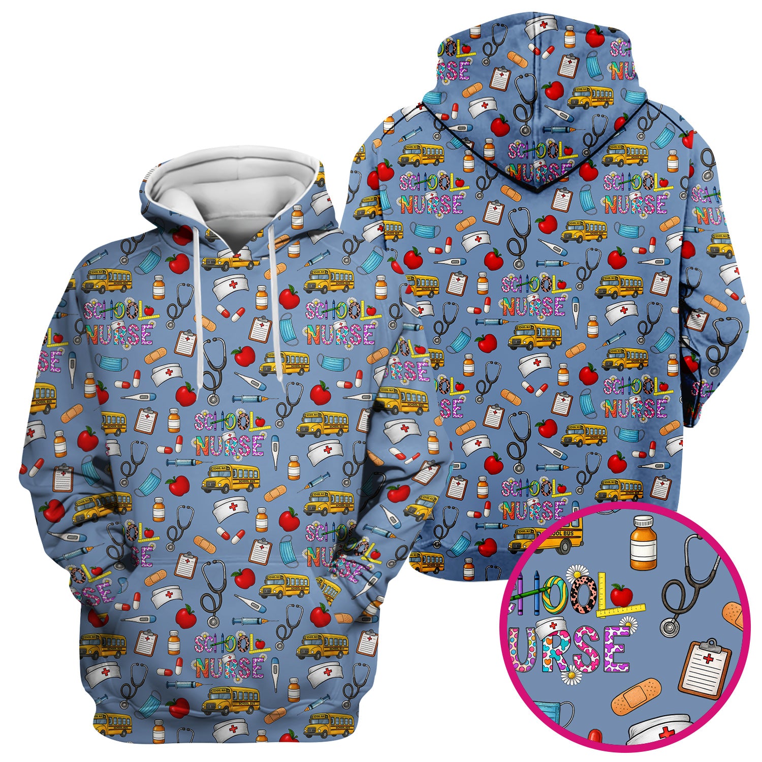 Funny School Nurse Life Scrub - School Nurse Quote & Cute Medical Icons Graphic - Gift for Women RN LPN