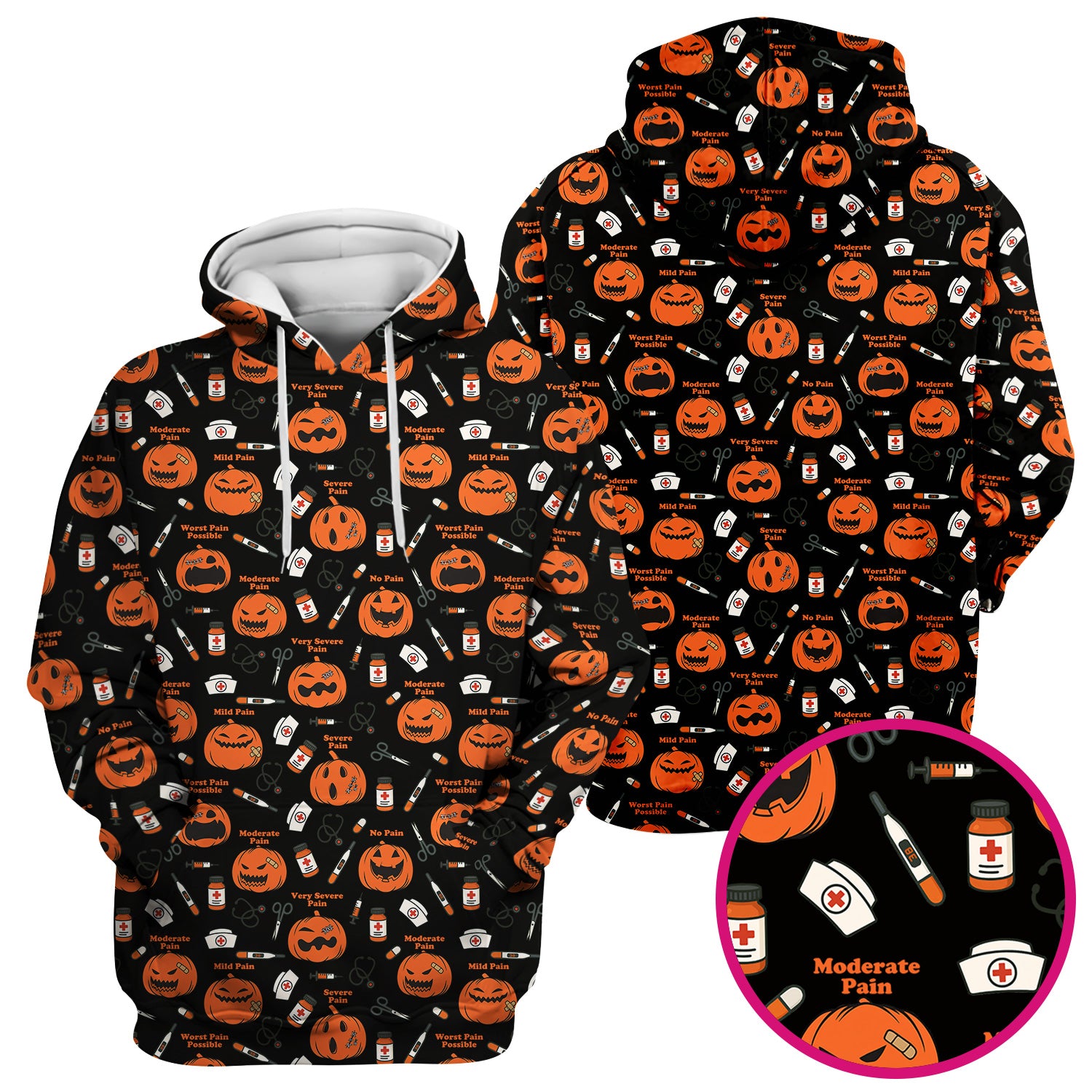 Halloween Nurse Scrub Top - Pumpkin Pain Scale Medical Shirt - Spooky Gift for RN LPN CNA