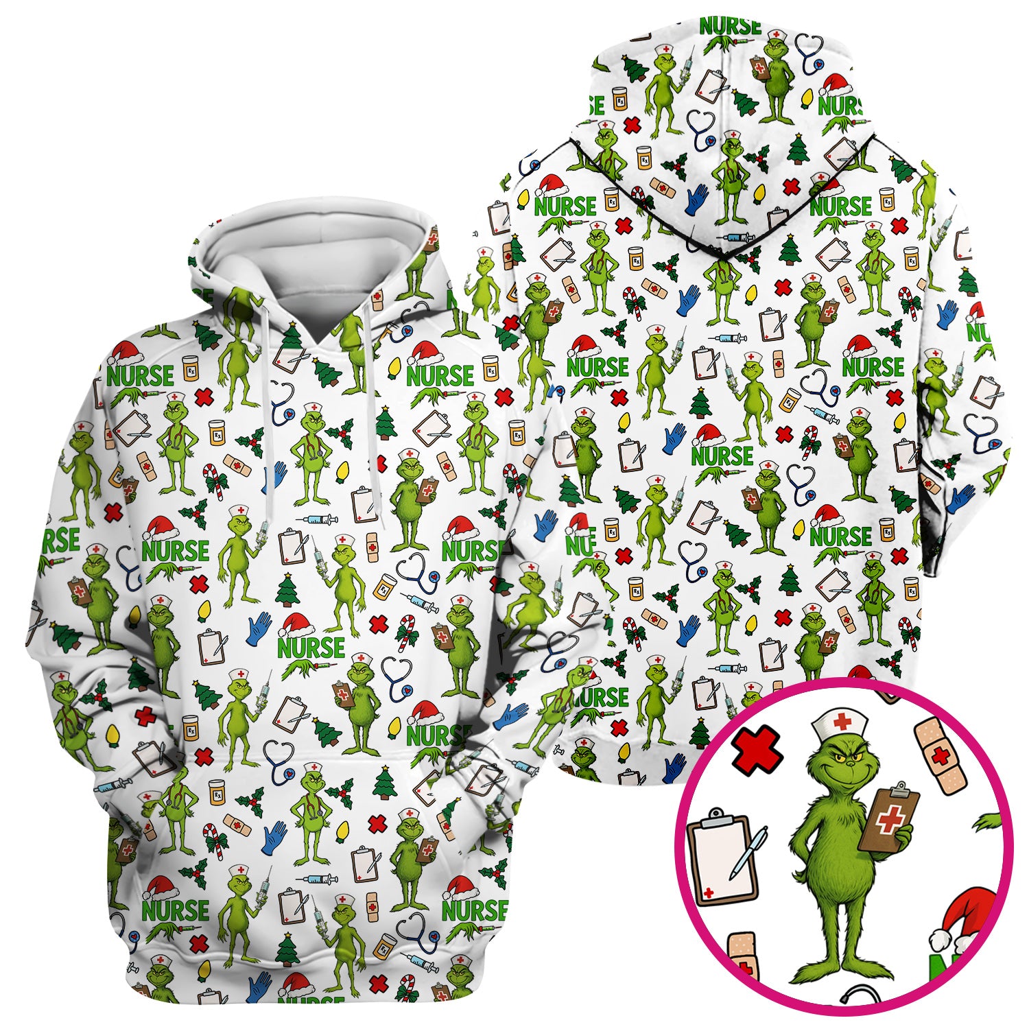 Christmas Grinch Scrub Top - Funny Nurse Medical Uniform Shirt - Multiple Color Options CNA RN LPN Gift