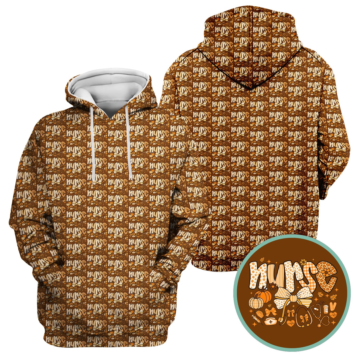 Fall Pumpkin and Bow Nurse Shirt - Autumn Medical Scrubs - Thanksgiving Nurse Gift for RN CNA LPN