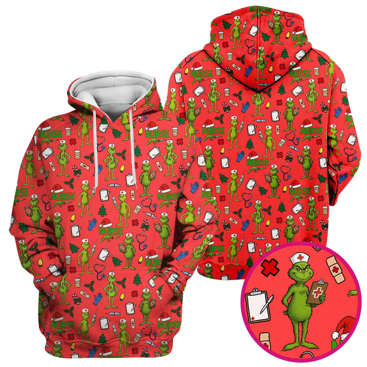 Funny Grinch Nurse Scrub Top - Christmas Holiday Medical Shirt - Multiple Color Options CNA RN LPN Gift