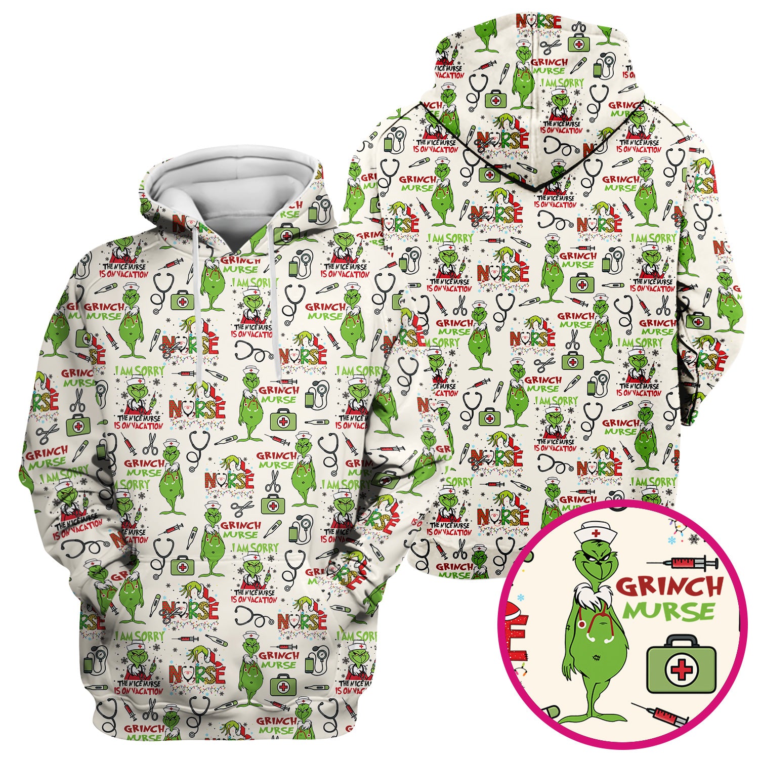 Personalized Funny Grinch Nurse Scrub Top - Christmas Medical Uniform for Nurse - Holiday RN LPN CNA Gift