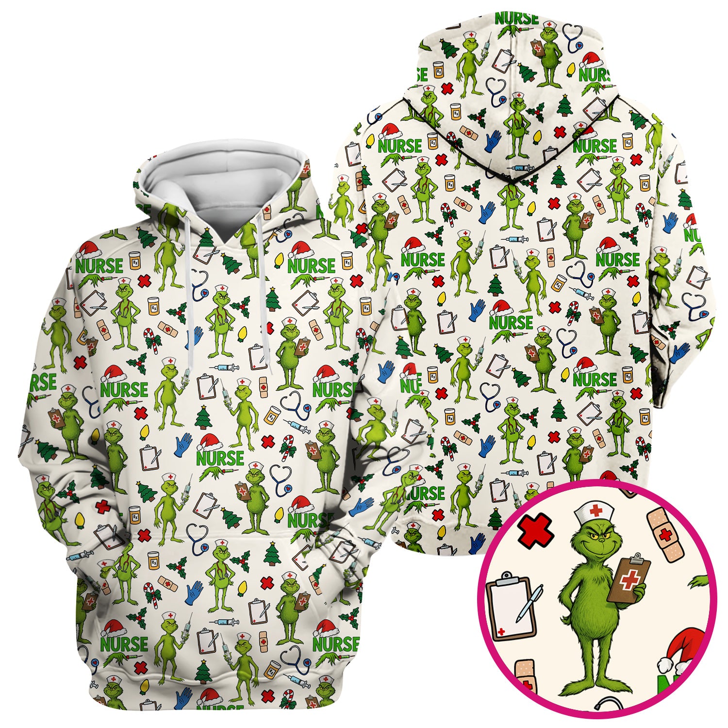 Funny Grinch Nurse Scrub Top - Christmas Holiday Medical Shirt - Multiple Color Options CNA RN LPN Gift