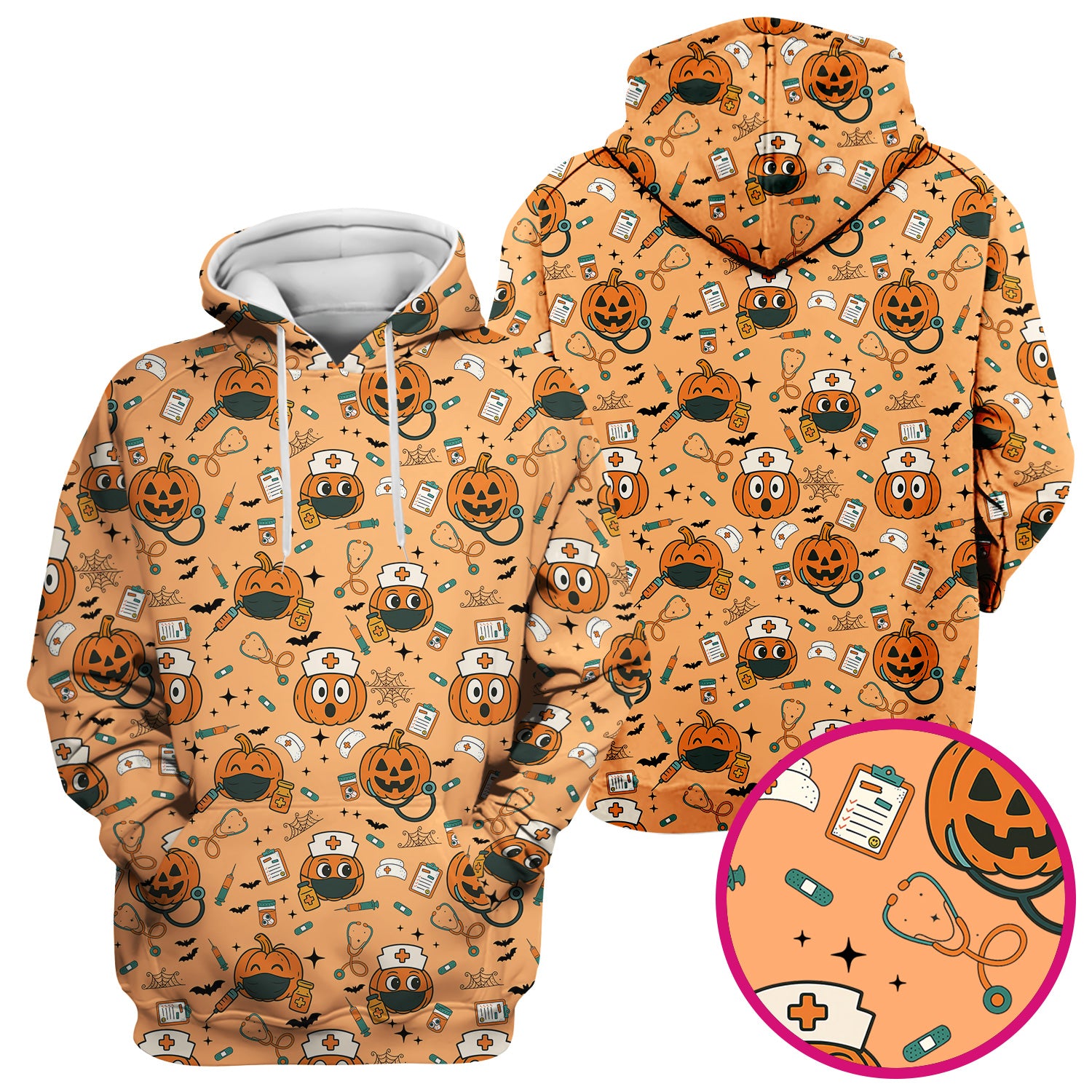 Halloween Nurse Scrub Top - Cute Holiday Scrub for Nurse - Spooky Halloween Gift for CNA RN LPN