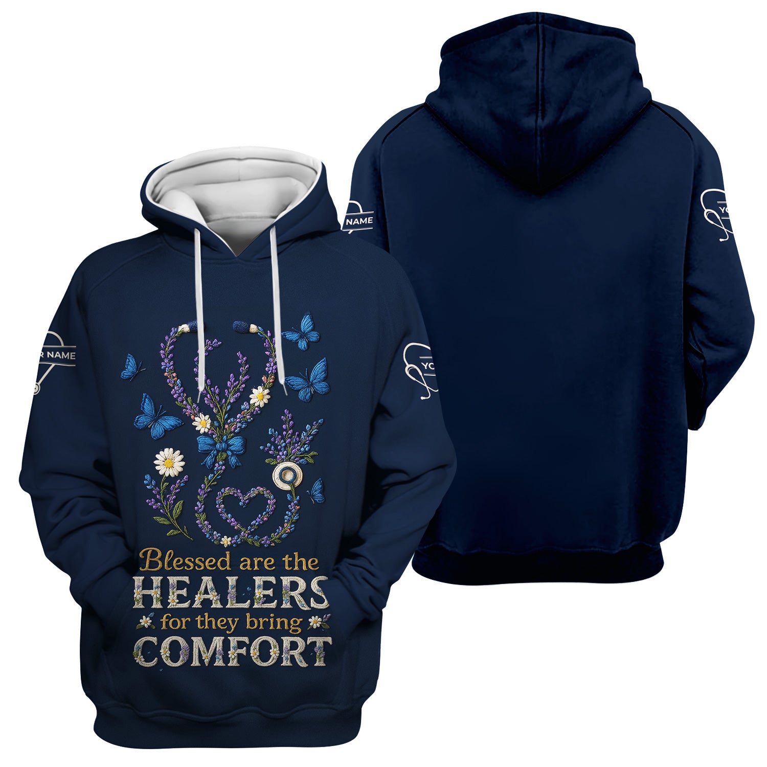 Blessed Are the Healers Nurse T-Shirt - Floral Stethoscope Shirt for Nurses - Inspirational Comfort Workwear Gift Tee