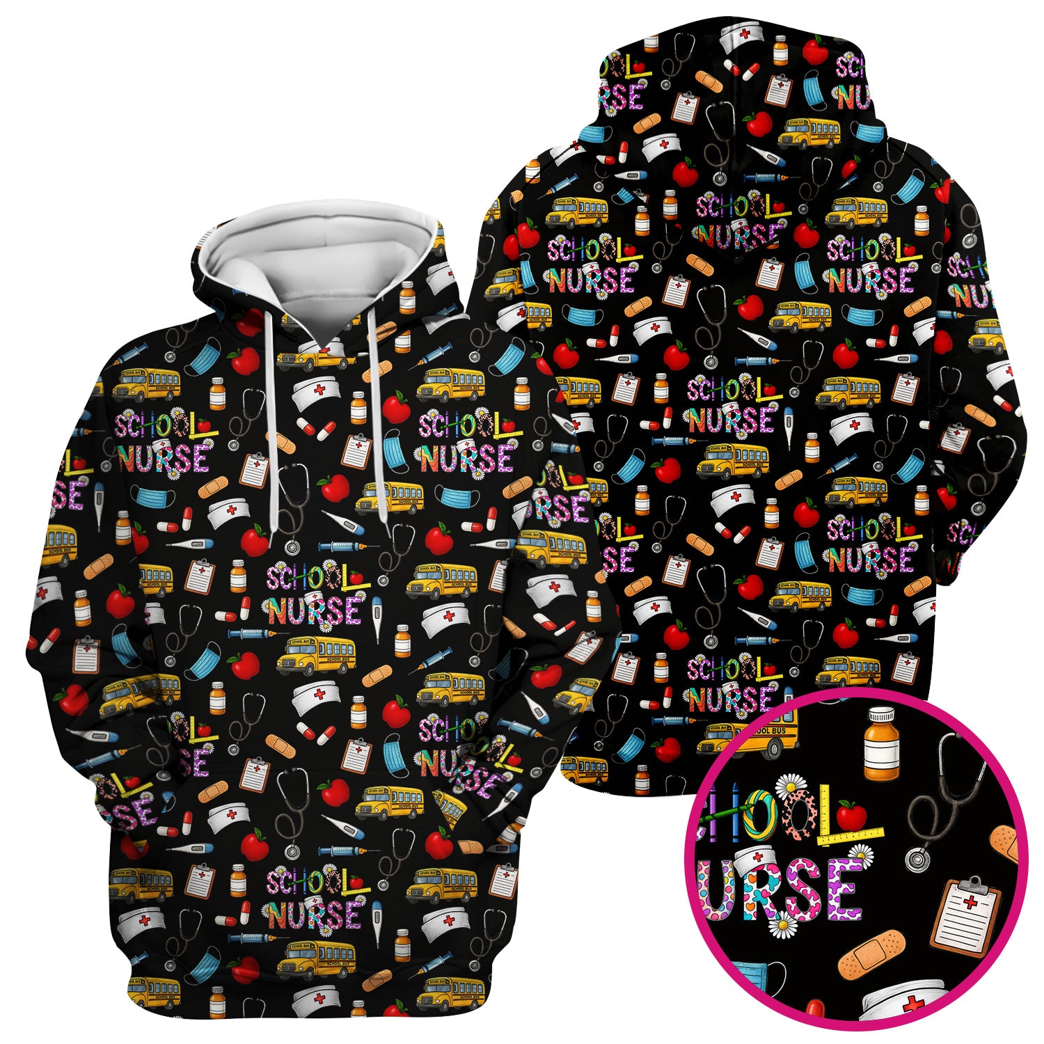 Funny School Nurse Life Scrub - School Nurse Quote & Cute Medical Icons Graphic - Gift for Women RN LPN