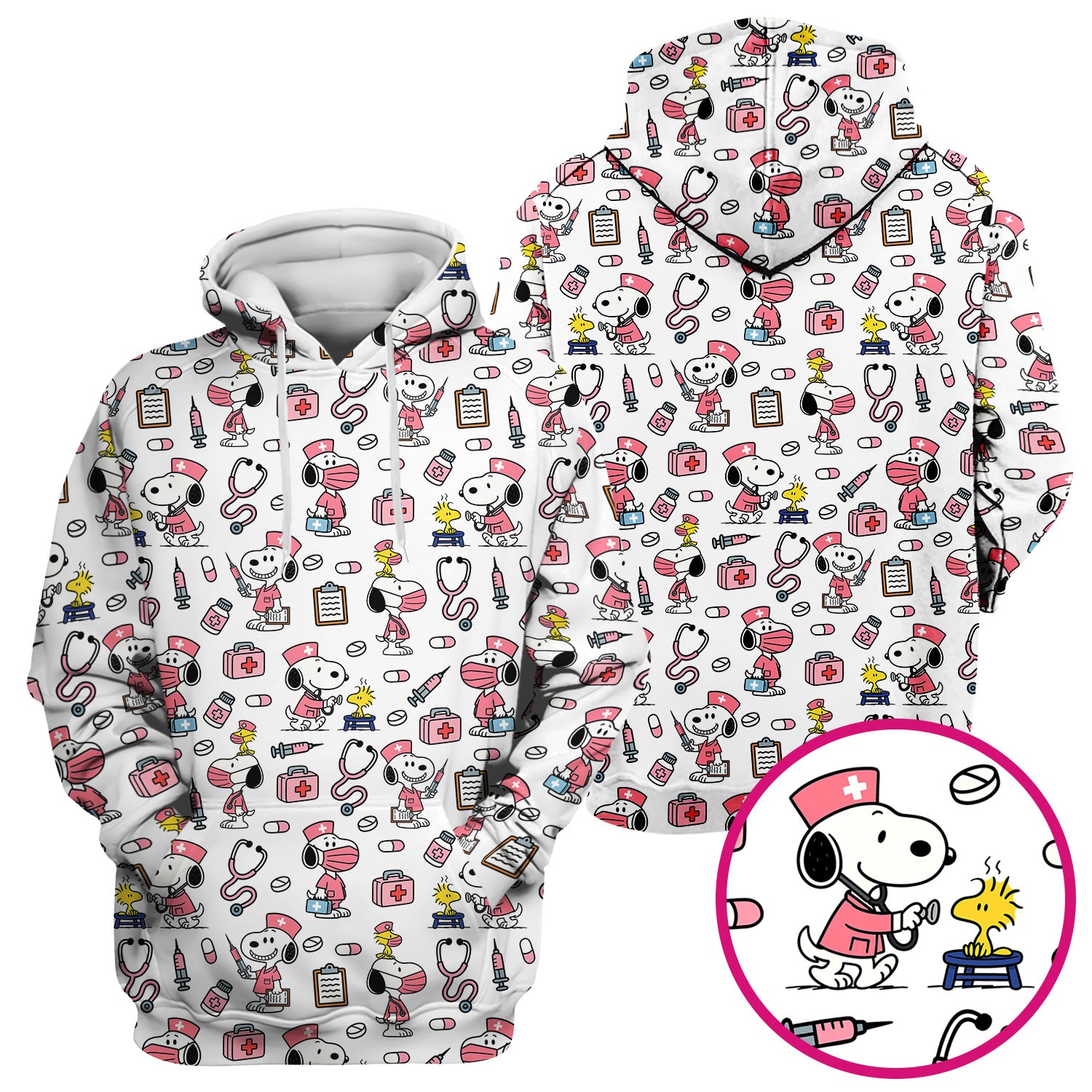 Custom Scrub Top for Nurses - Funny Snoopy Medical Scrub Shirt Multi Color - Cute Nursing Scrub Shirt with Handy Pockets