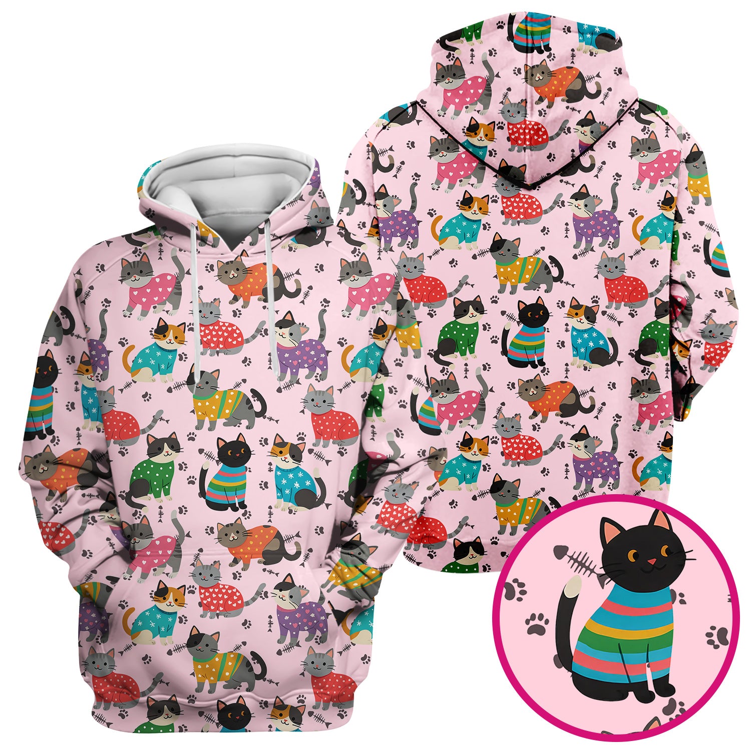 Custom Cat Scrub Top Multi Color - Cute Kitty Print Scrub Shirt for Nurses - Funny Colorful Nursing Workwear with Pockets