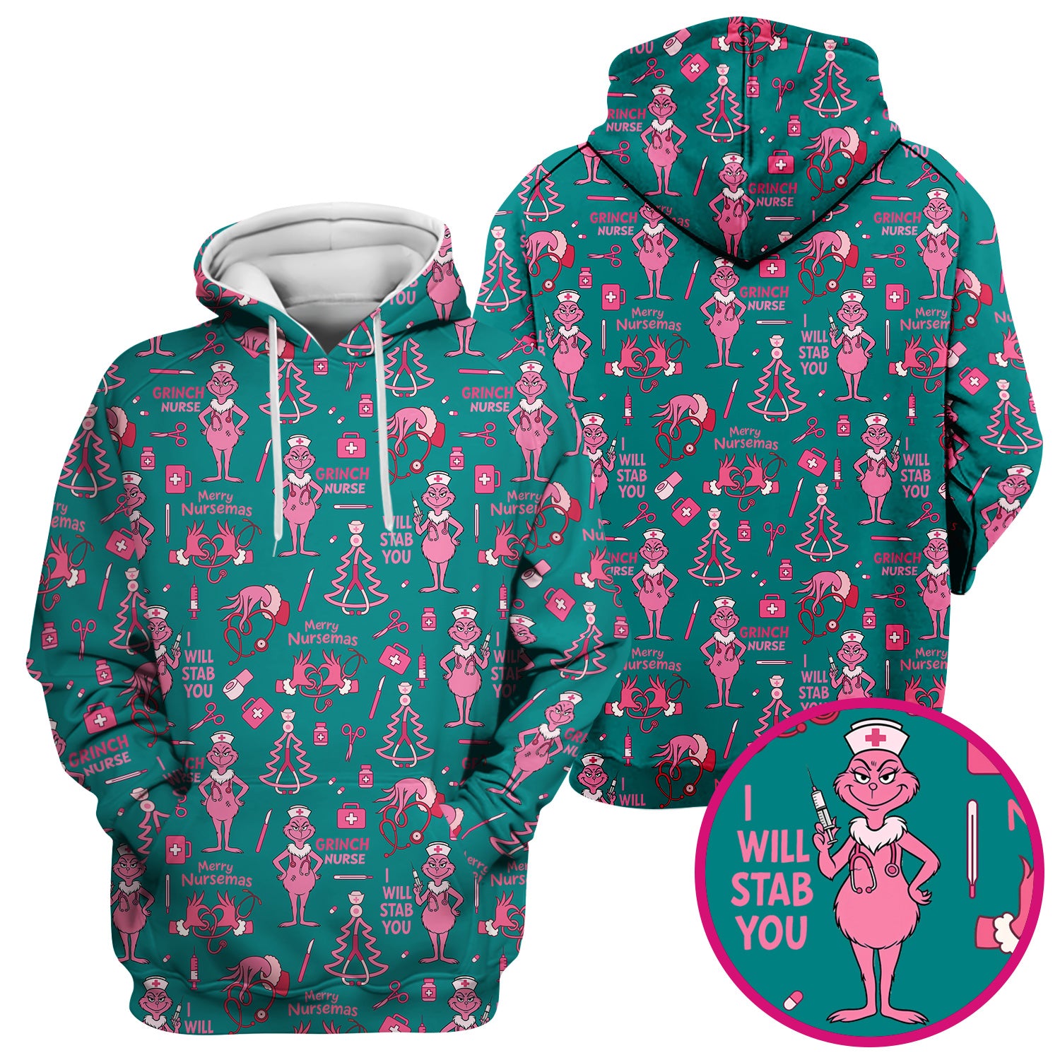 Funny Grinch Nurse Scrub Top - Merry Nursemas Shirt for Women - Multiple Color Options RN LPN CNA Gift