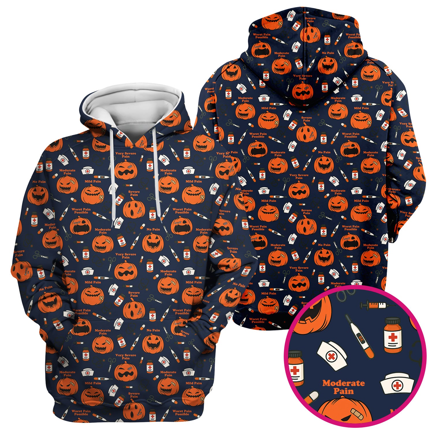 Halloween Nurse Scrub Top - Pumpkin Pain Scale Medical Shirt - Spooky Gift for RN LPN CNA