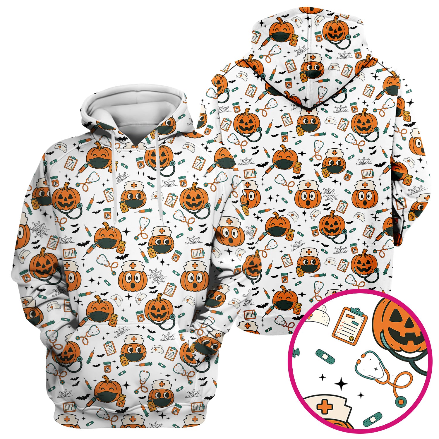 Halloween Nurse Scrub Top - Cute Holiday Scrub for Nurse - Spooky Halloween Gift for CNA RN LPN