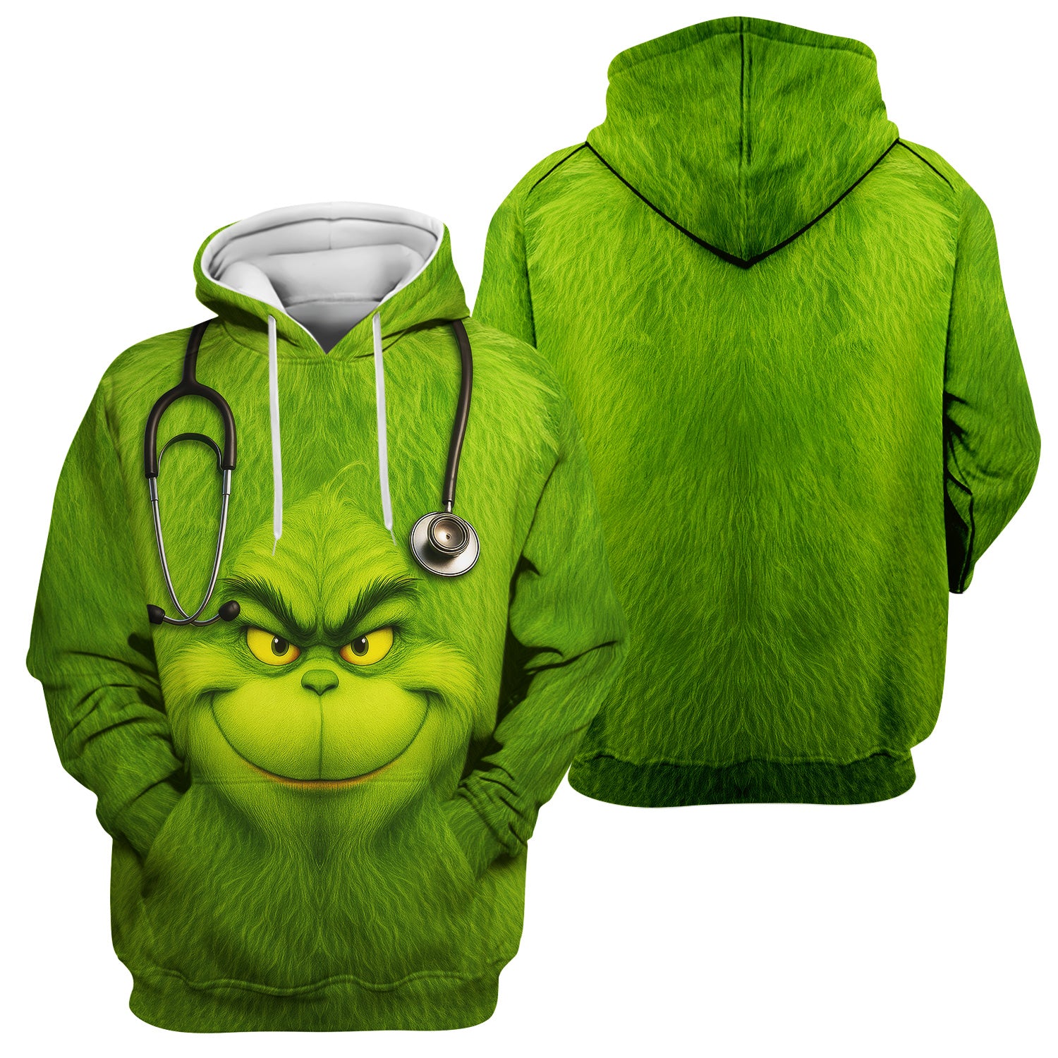 Funny Grinch Nurse Scrub Top - Green Nurse Shirt with Stethoscope Christmas Outfit - Gift for RN CNA LPN