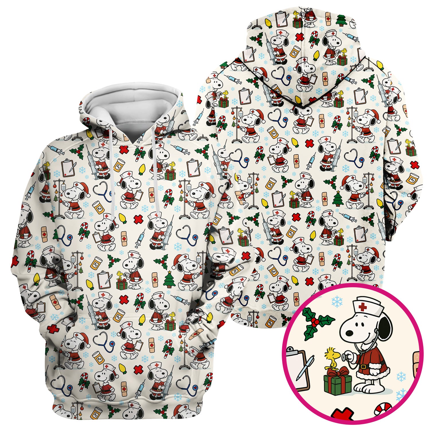 Snoopy Christmas Nurse Scrub Shirt - Cute Holiday Scrub Top Multi Colors - Funny Nursing Work Shirt with Pockets