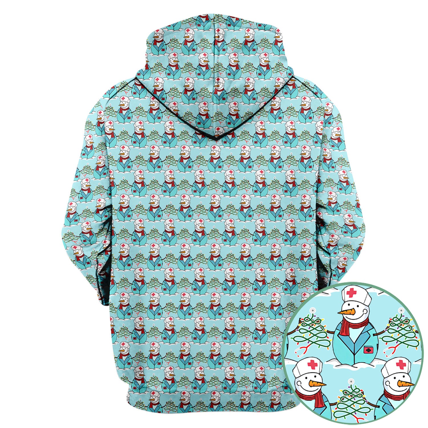 Christmas Nurse Scrubs for Women - Cute Snowman Medical Print Top - Multi Color Custom Nursing Shirt Holiday Gift for Healthcare Workers
